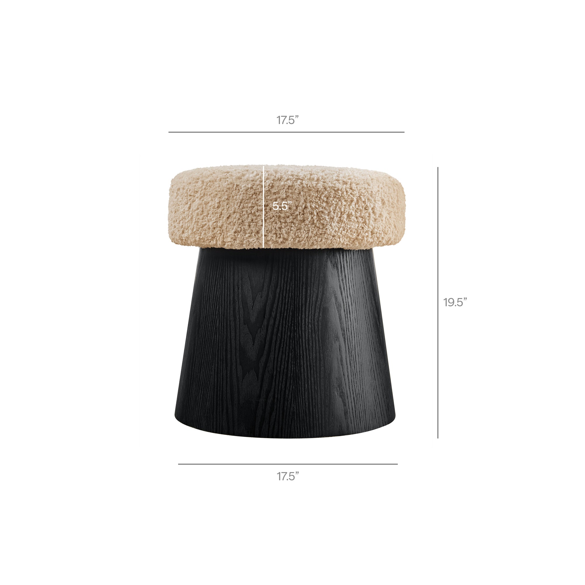 Modway Ketra Round Faux Shearling Ottoman Footstool