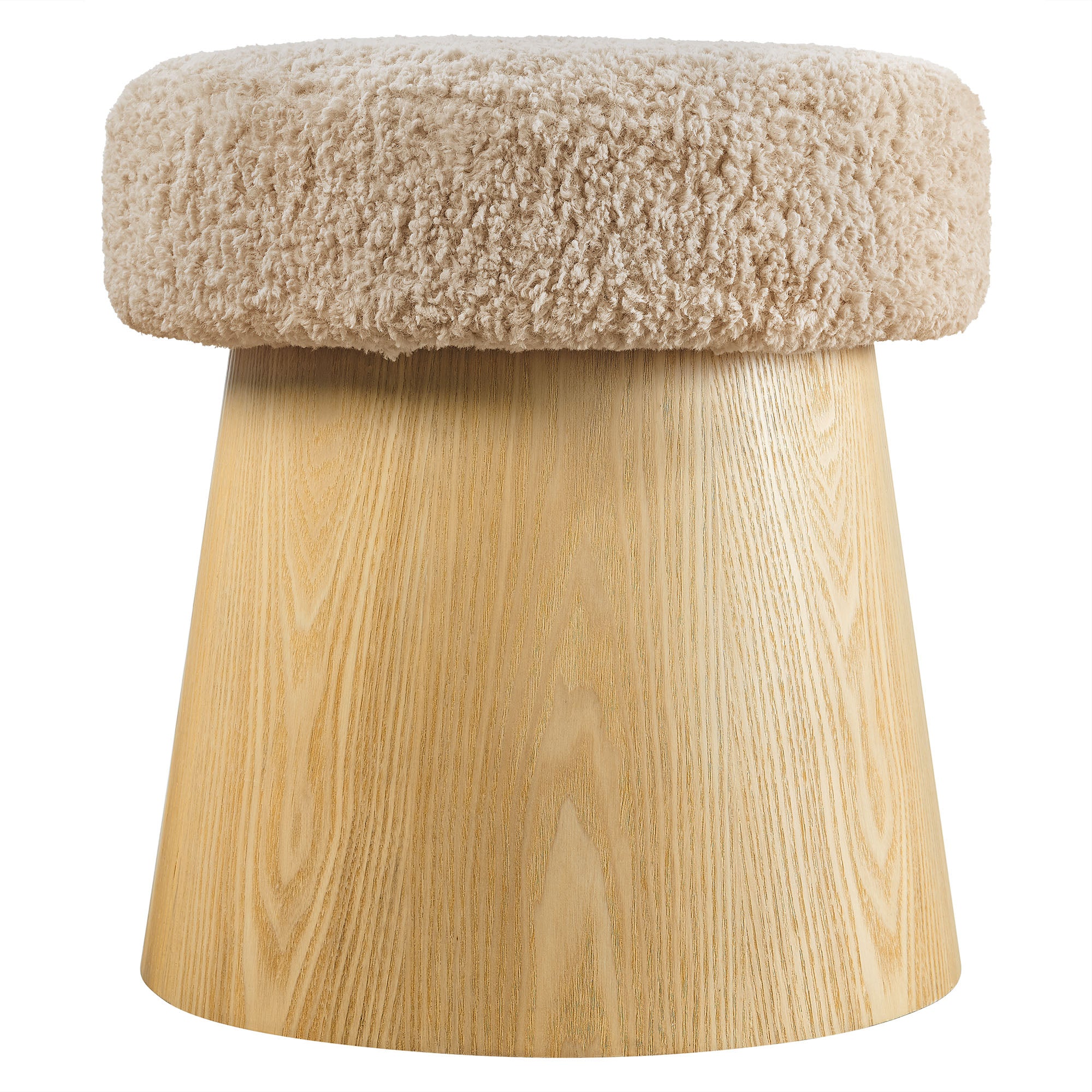 Modway Ketra Round Faux Shearling Ottoman Footstool