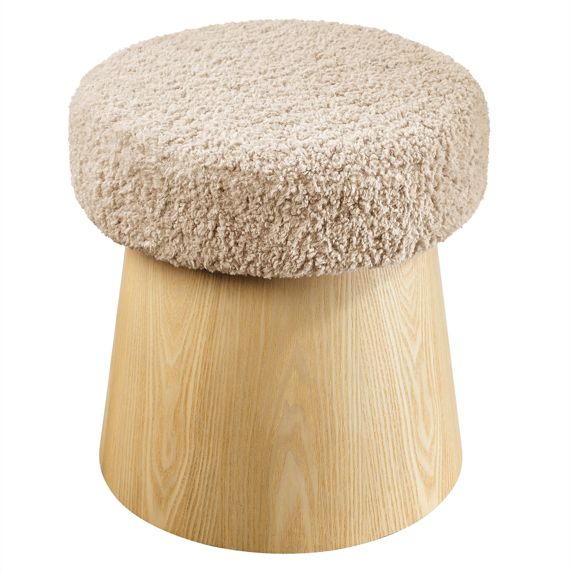 Modway Ketra Round Faux Shearling Ottoman Footstool