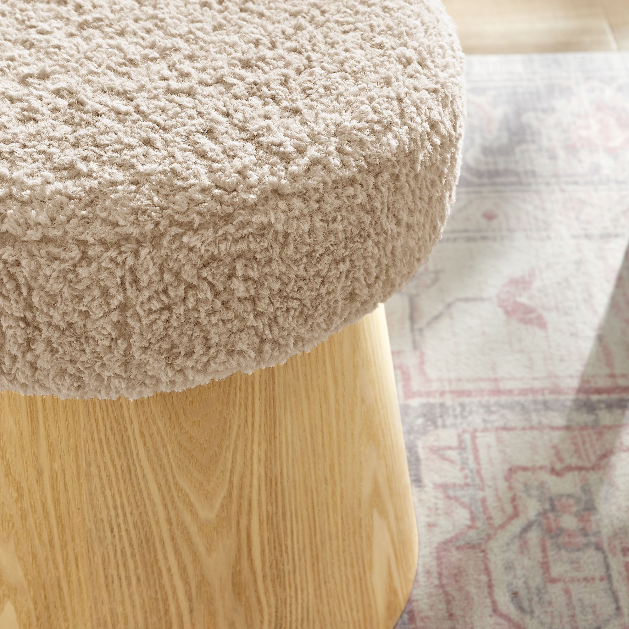 Modway EEI-7493 Ketra Round Faux Shearling Ottoman Footstool