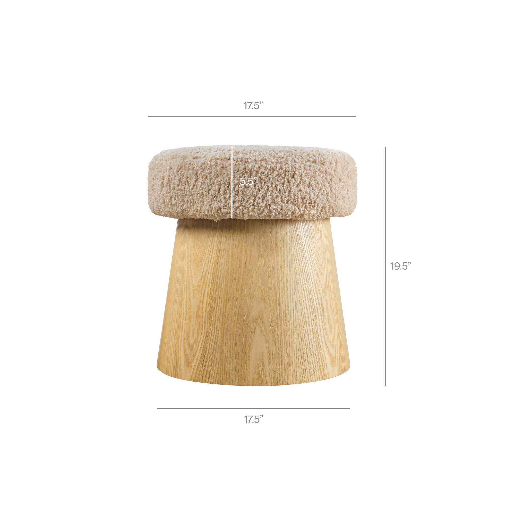Modway EEI-7493 Ketra Round Faux Shearling Ottoman Footstool
