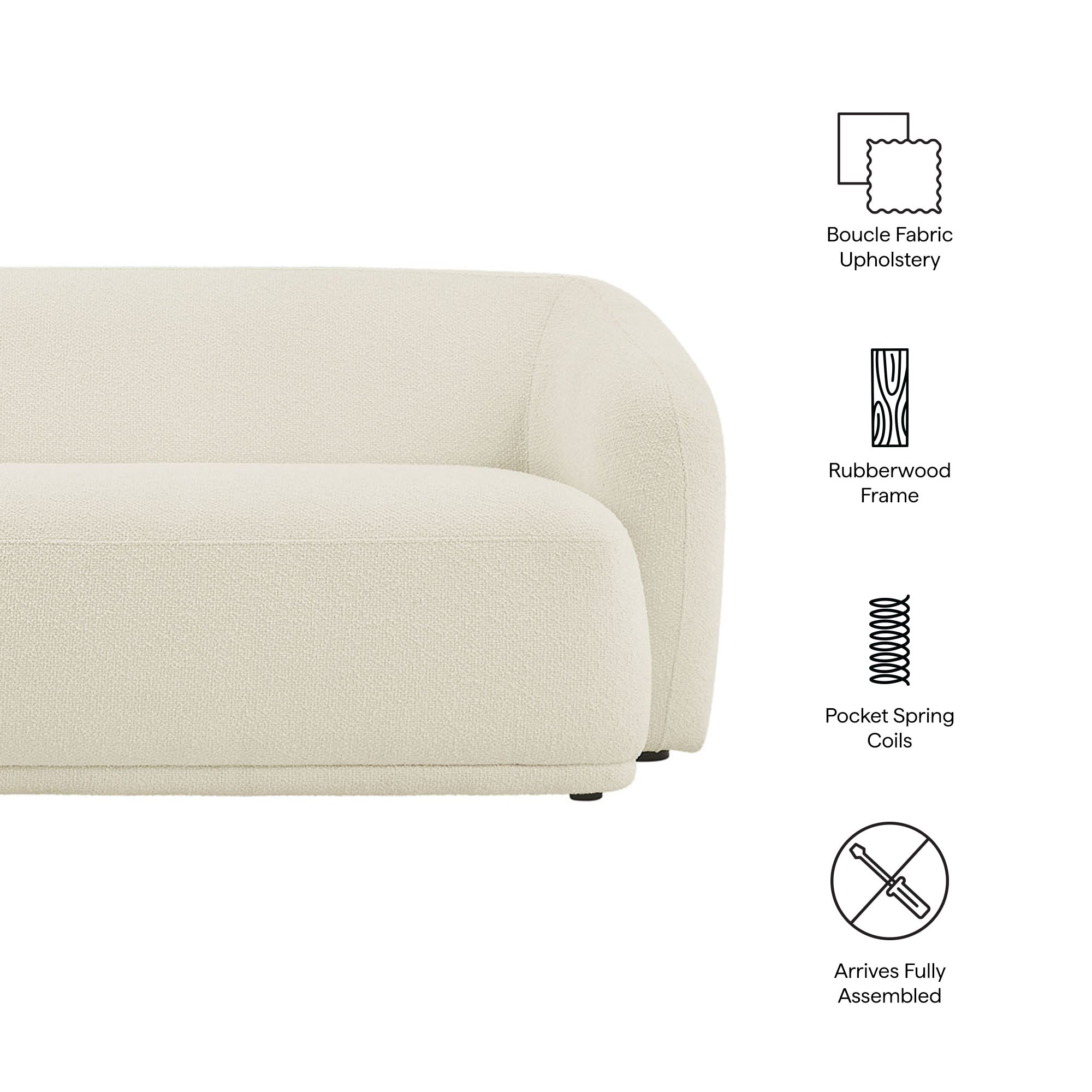 Modway EEI-7501 Monica 88 Inch Boucle Fabric Sofa
