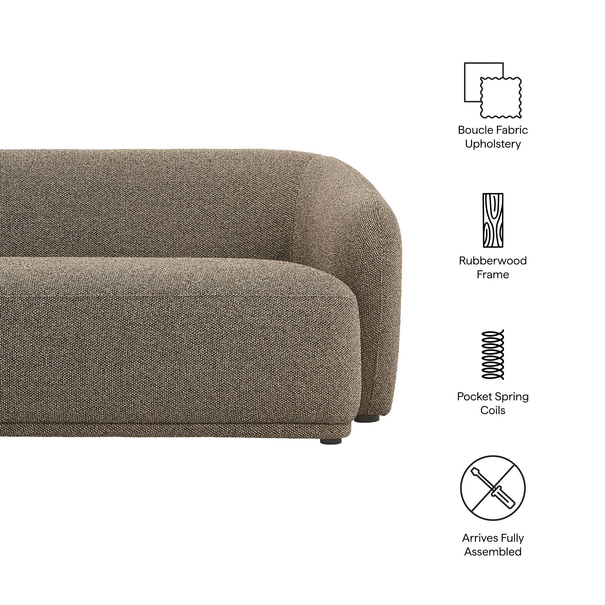 Modway EEI-7501 Monica 88 Inch Boucle Fabric Sofa