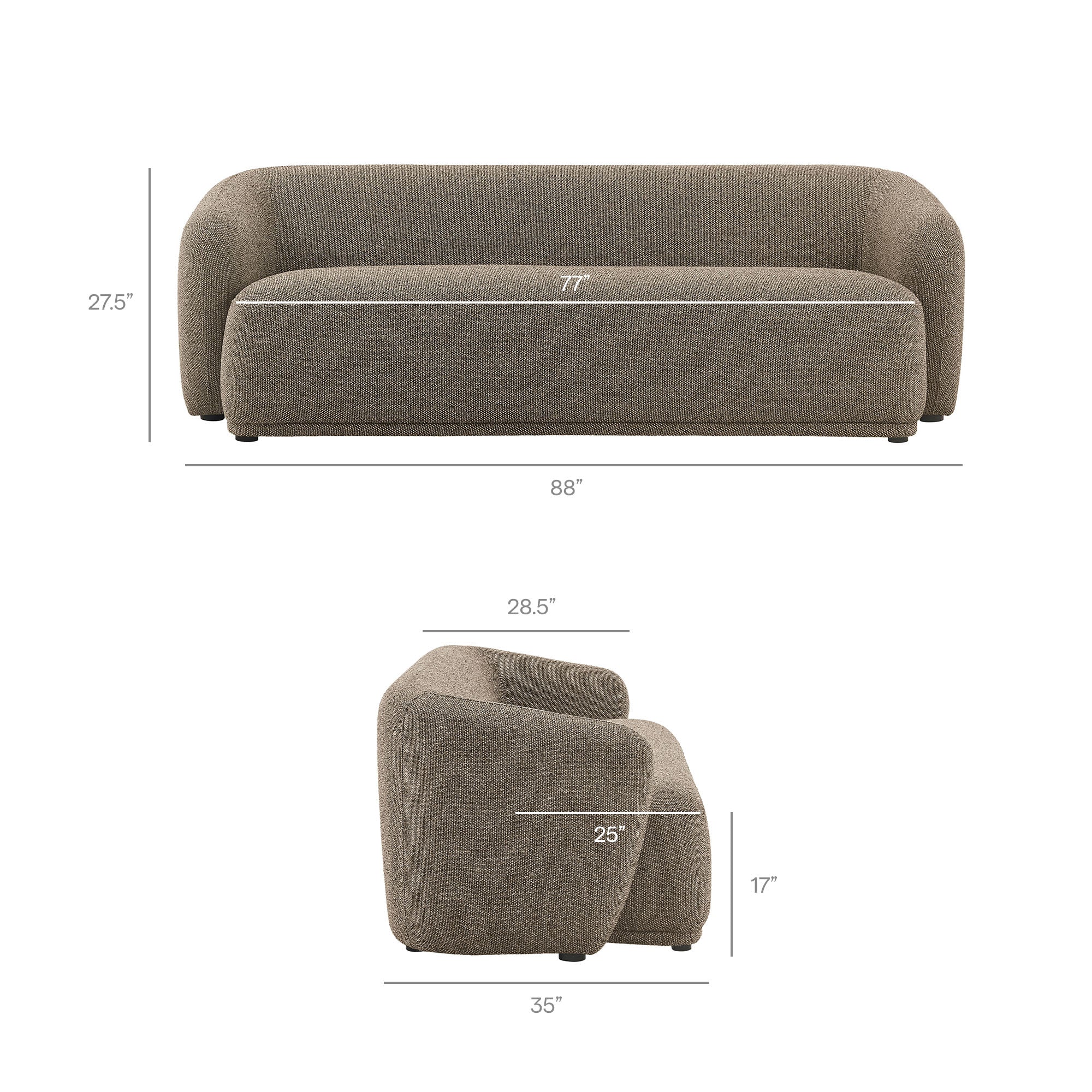 Modway Monica 88 Inch Boucle Fabric Sofa