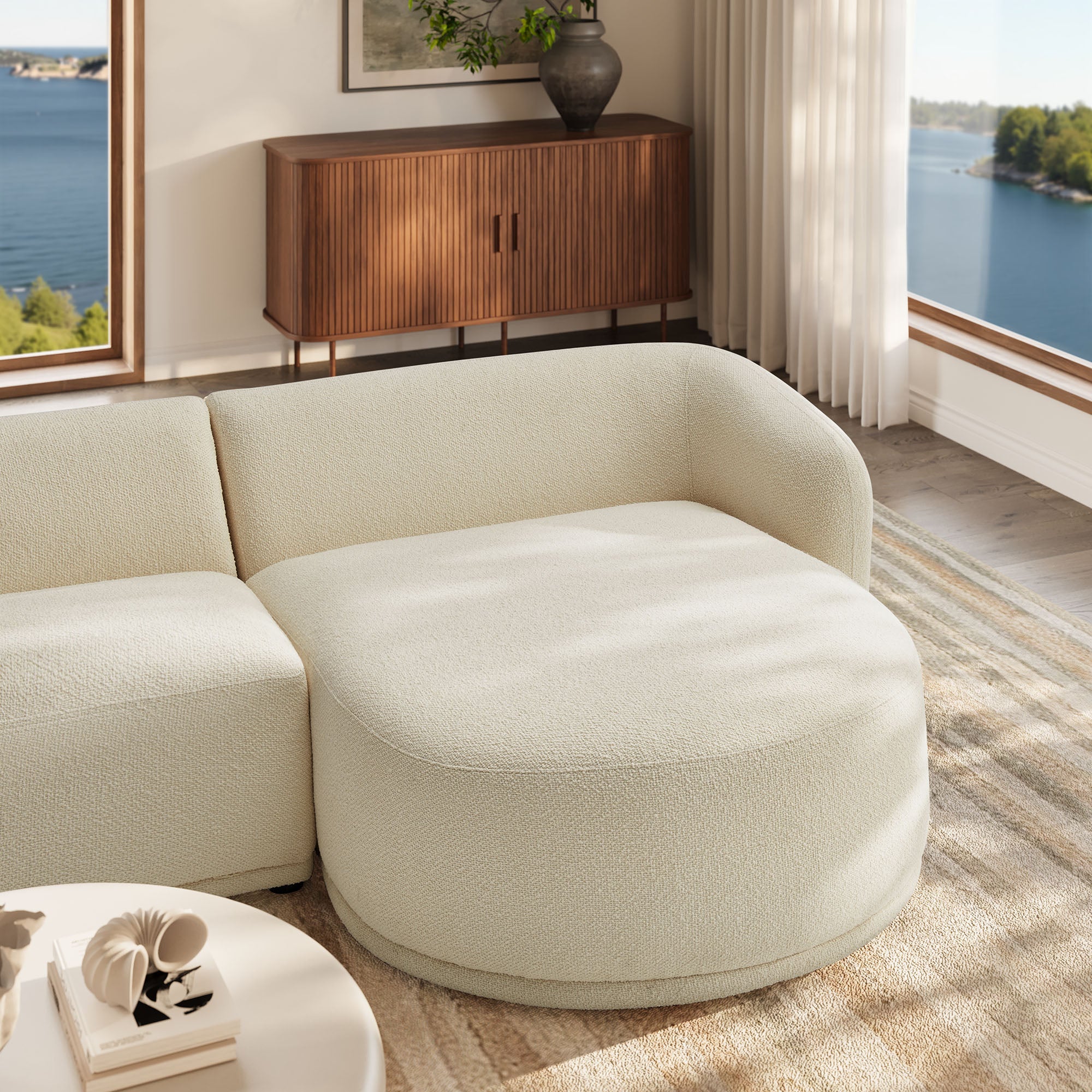 Modway EEI-7503 Monica 2 Piece Right Facing Boucle Fabric Modular Sofa with Chaise