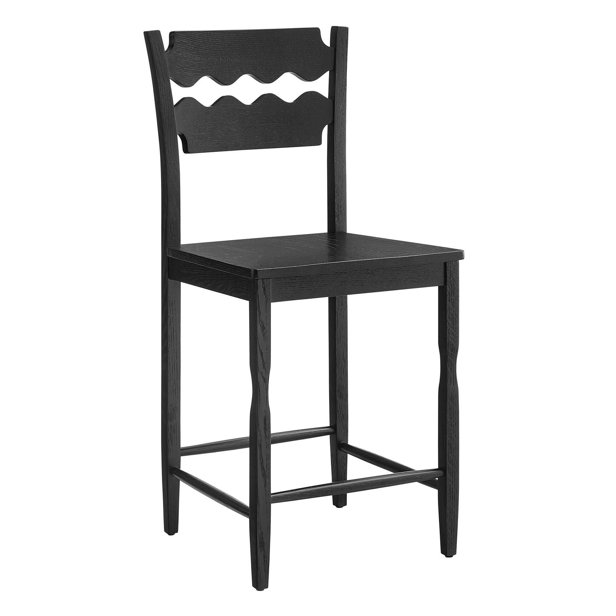 Modway Jax Oak Wood Counter Stool With Wavy Razor Back