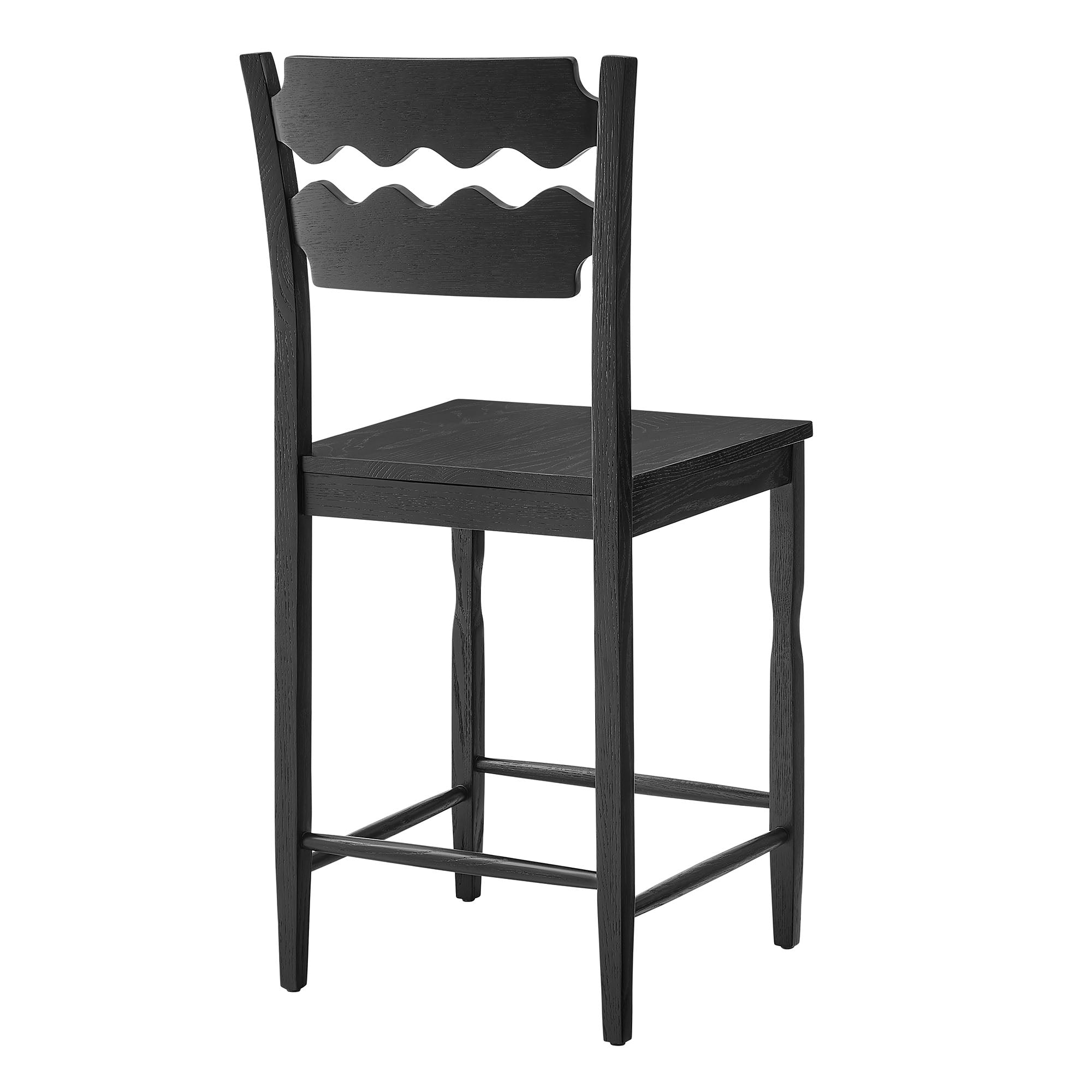 Modway Jax Oak Wood Counter Stool With Wavy Razor Back