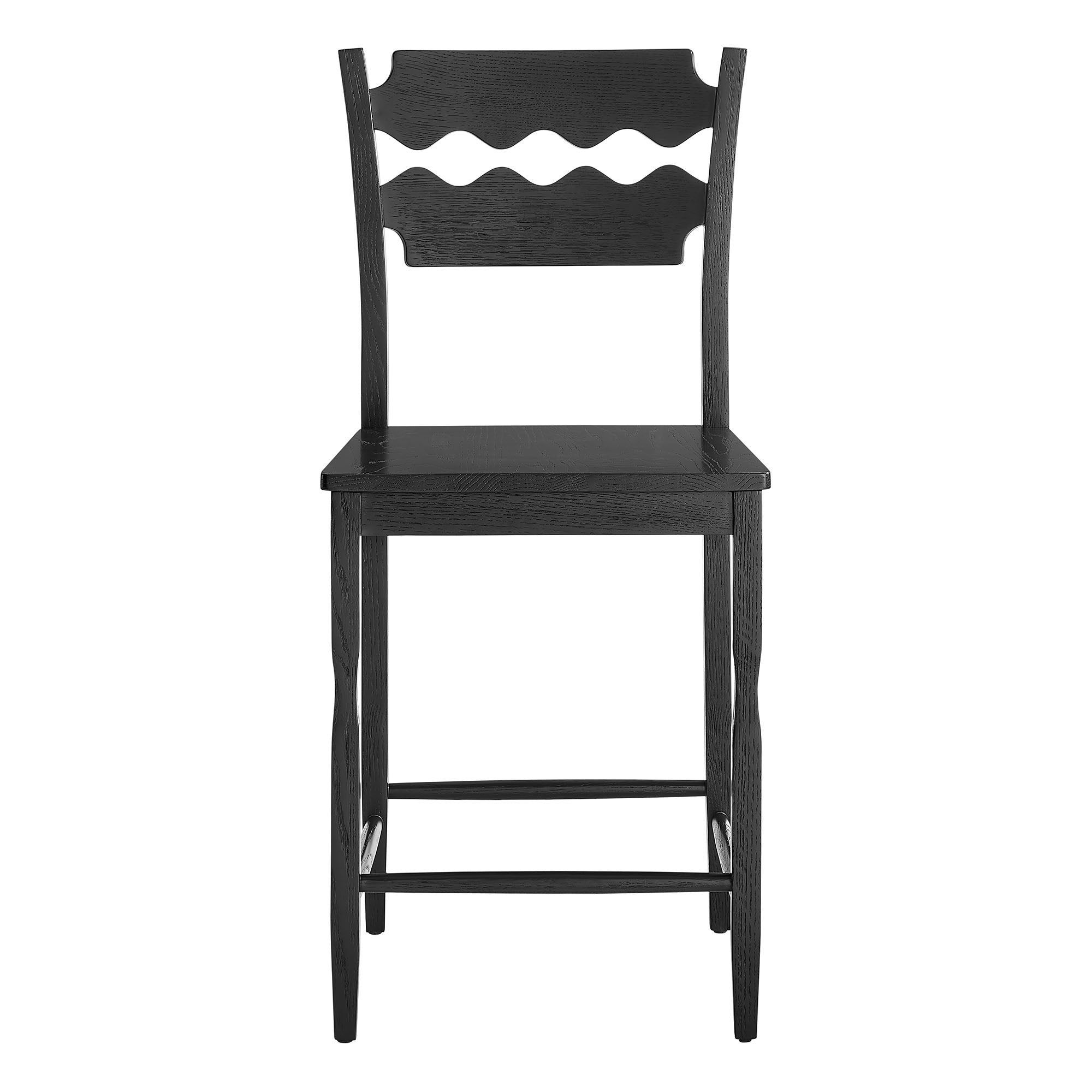 Modway Jax Oak Wood Counter Stool With Wavy Razor Back