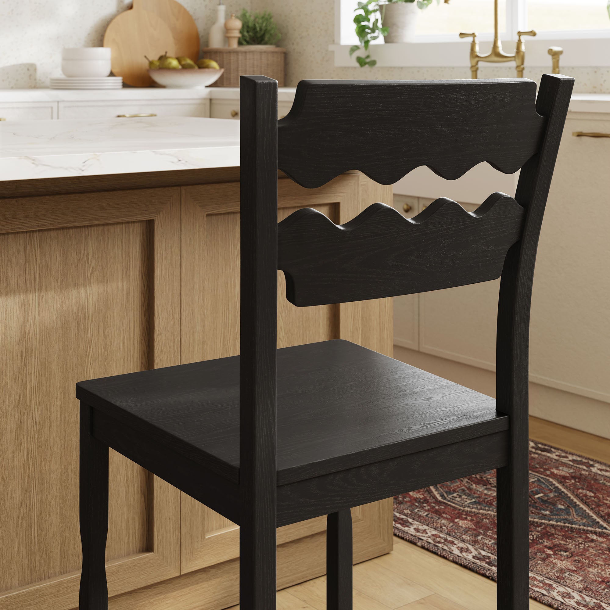 Modway Jax Oak Wood Counter Stool With Wavy Razor Back