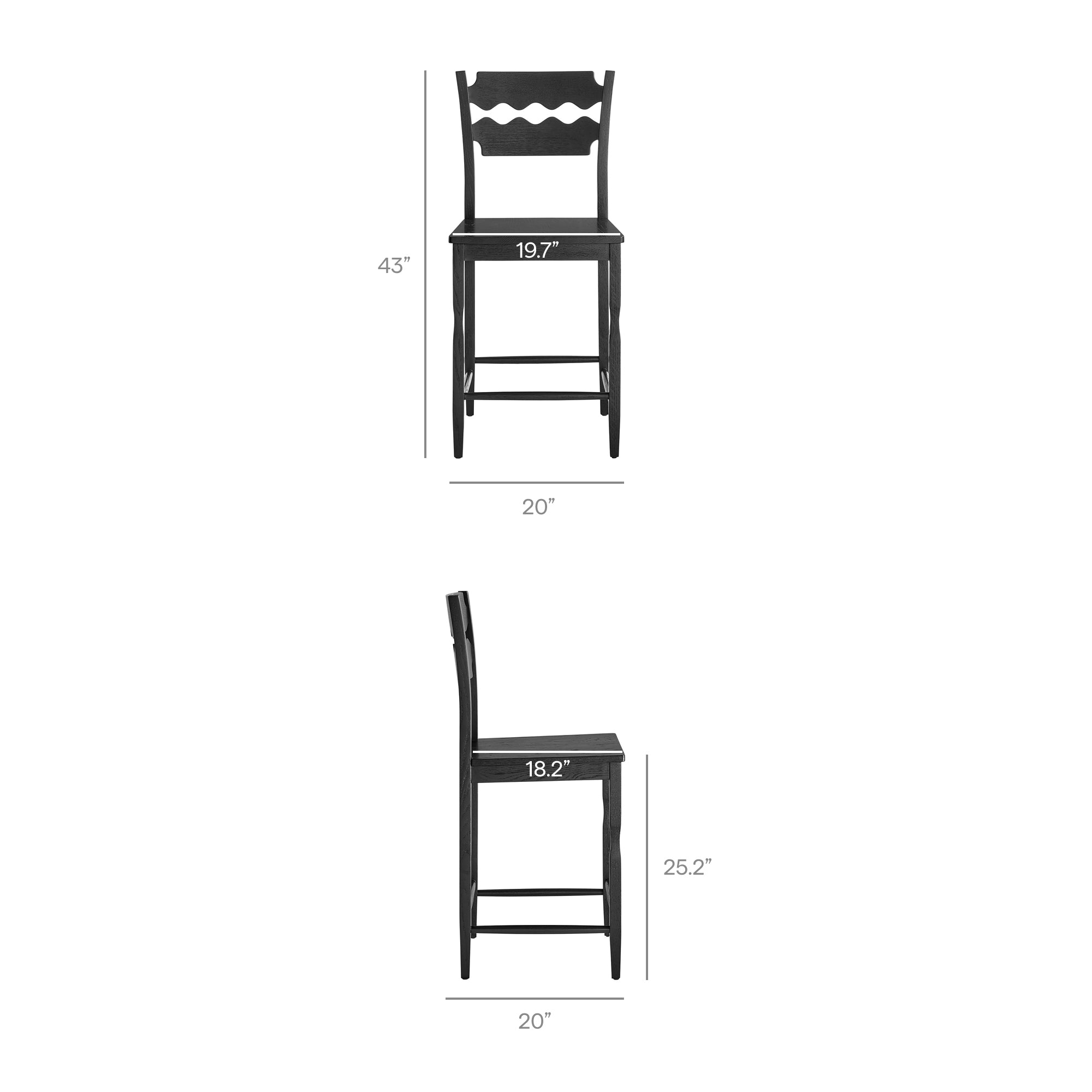 Modway Jax Oak Wood Counter Stool With Wavy Razor Back