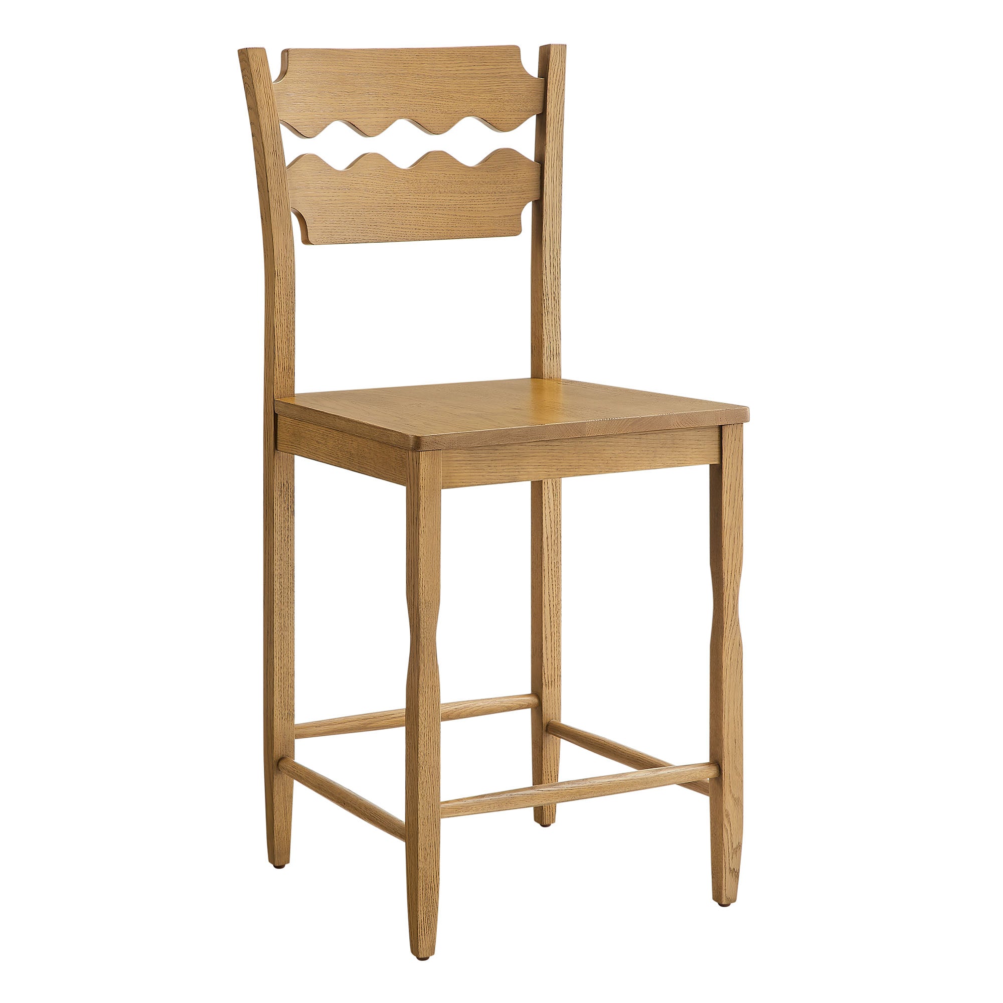 Modway Jax Oak Wood Counter Stool With Wavy Razor Back
