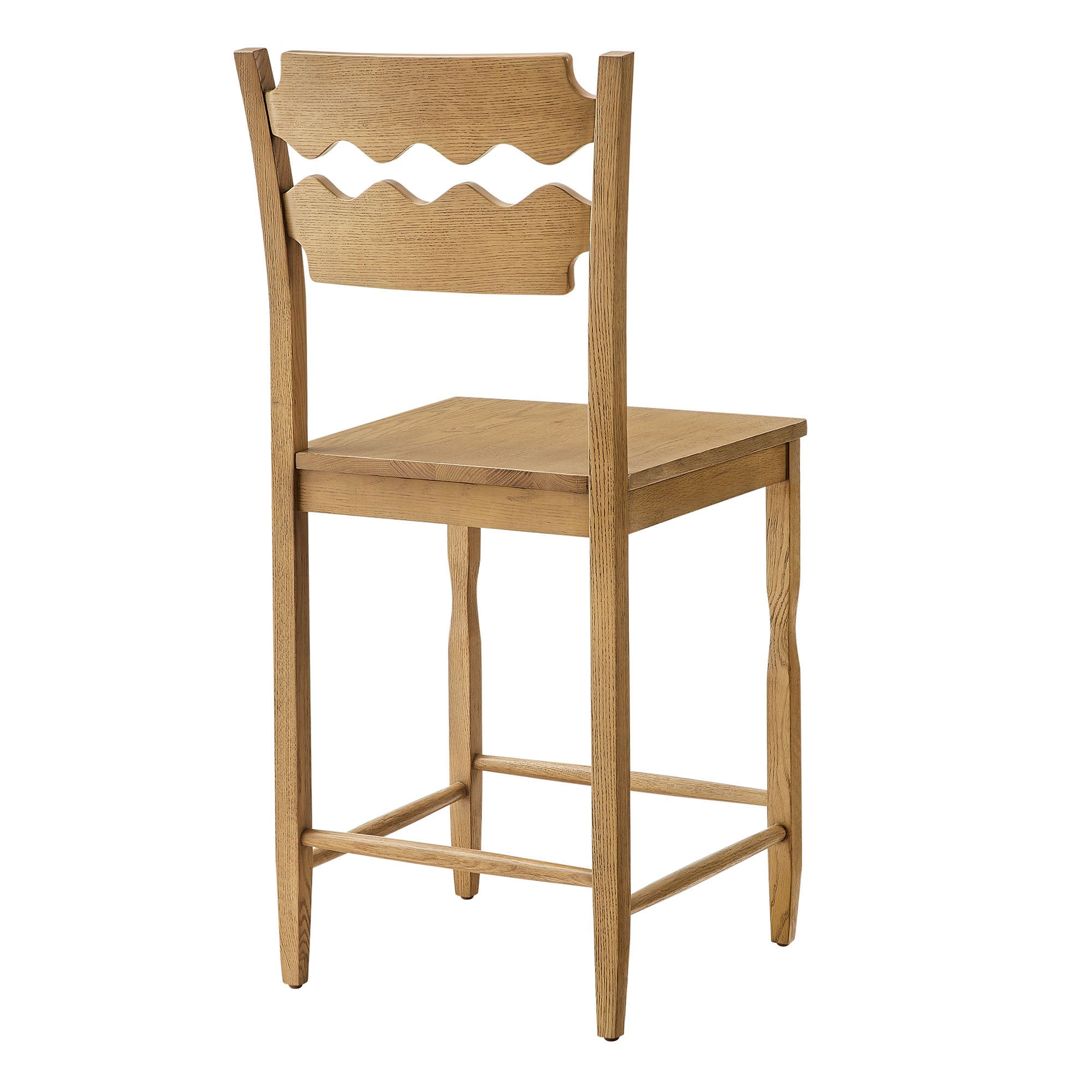 Modway Jax Oak Wood Counter Stool With Wavy Razor Back