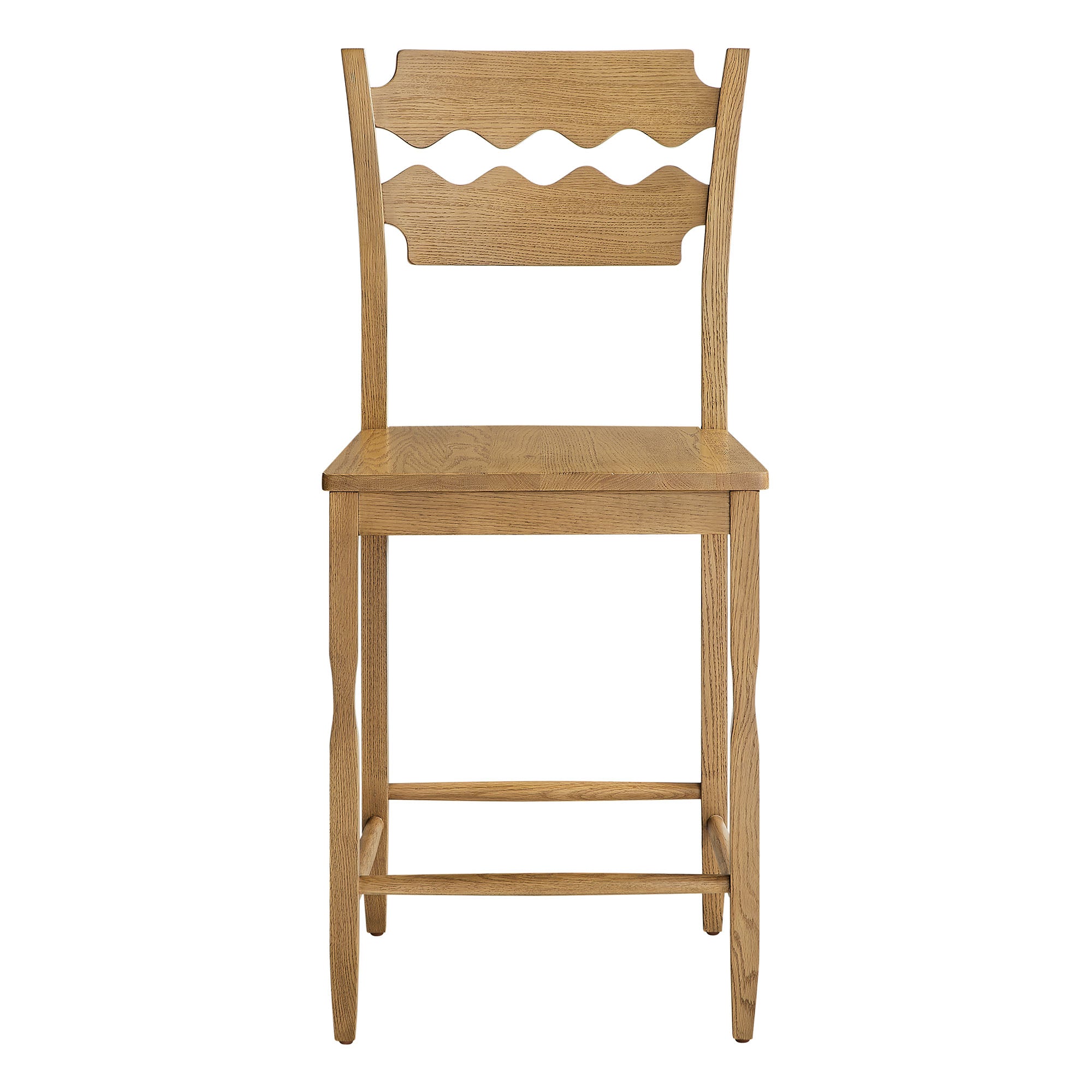 Modway Jax Oak Wood Counter Stool With Wavy Razor Back