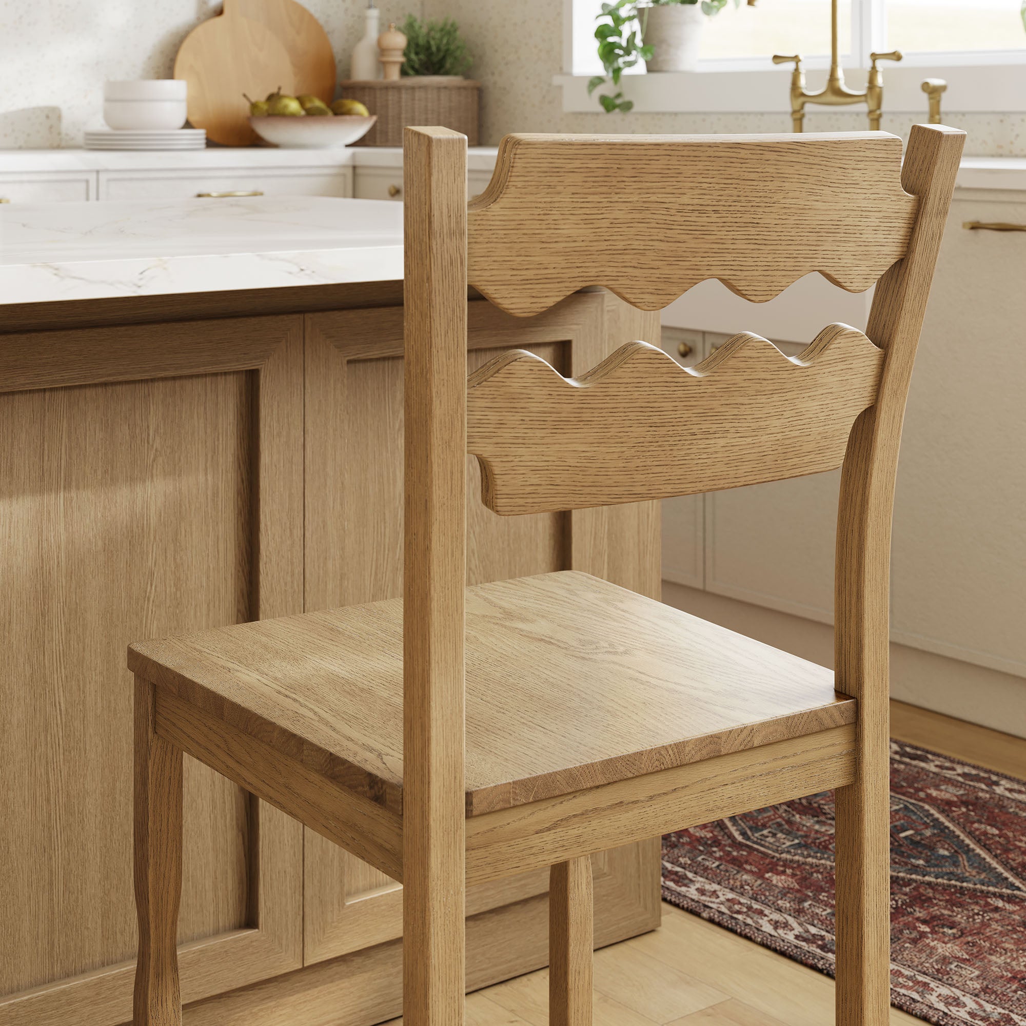Modway Jax Oak Wood Counter Stool With Wavy Razor Back