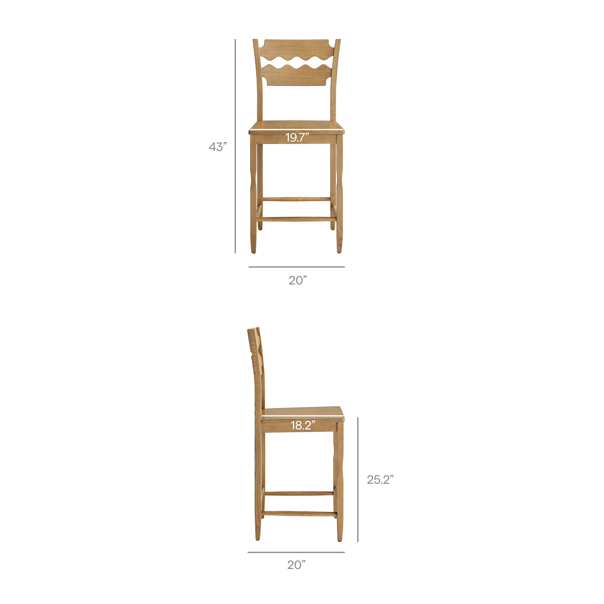 Modway Jax Oak Wood Counter Stool With Wavy Razor Back