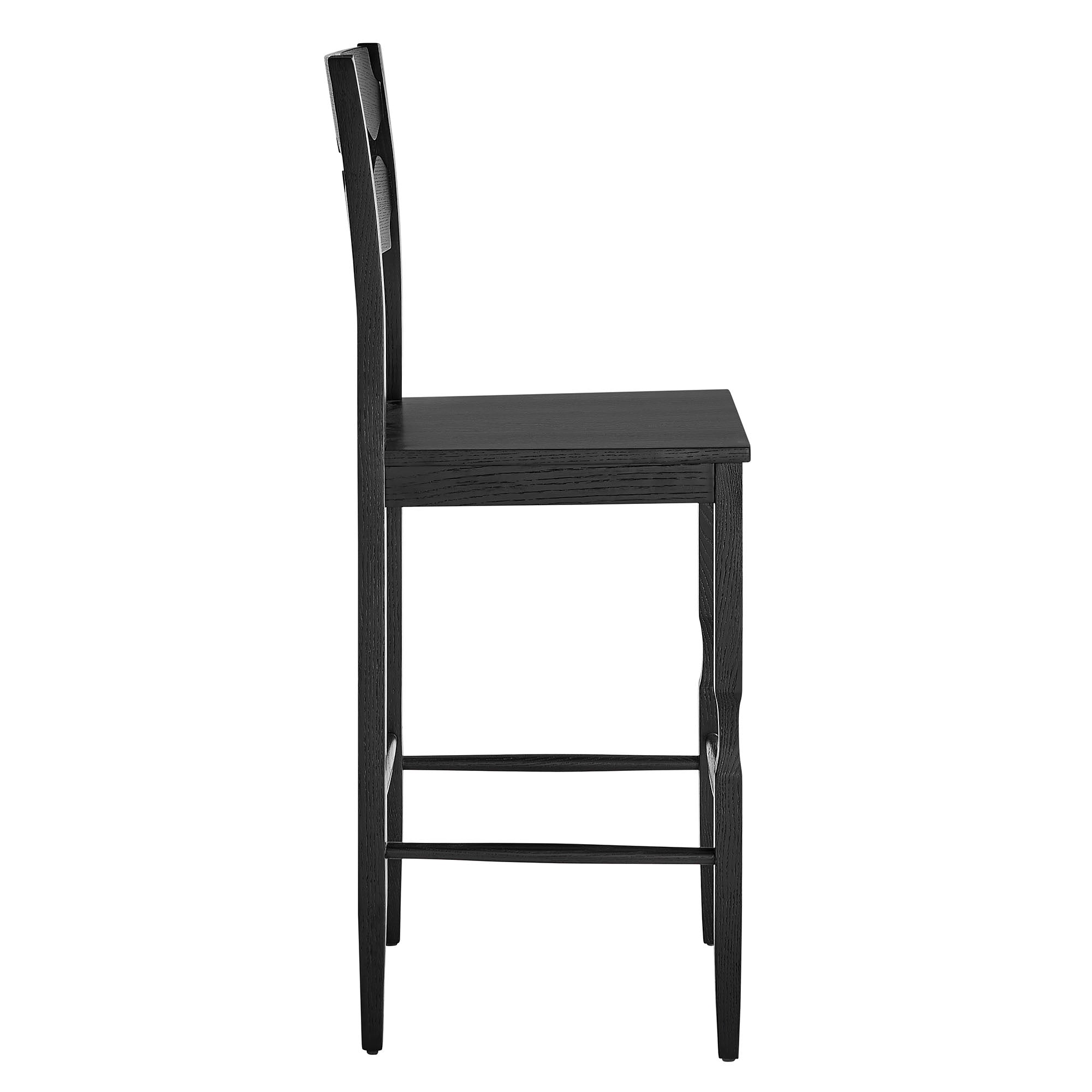 Modway Jax Oak Wood Bar Stool With Wavy Razor Back