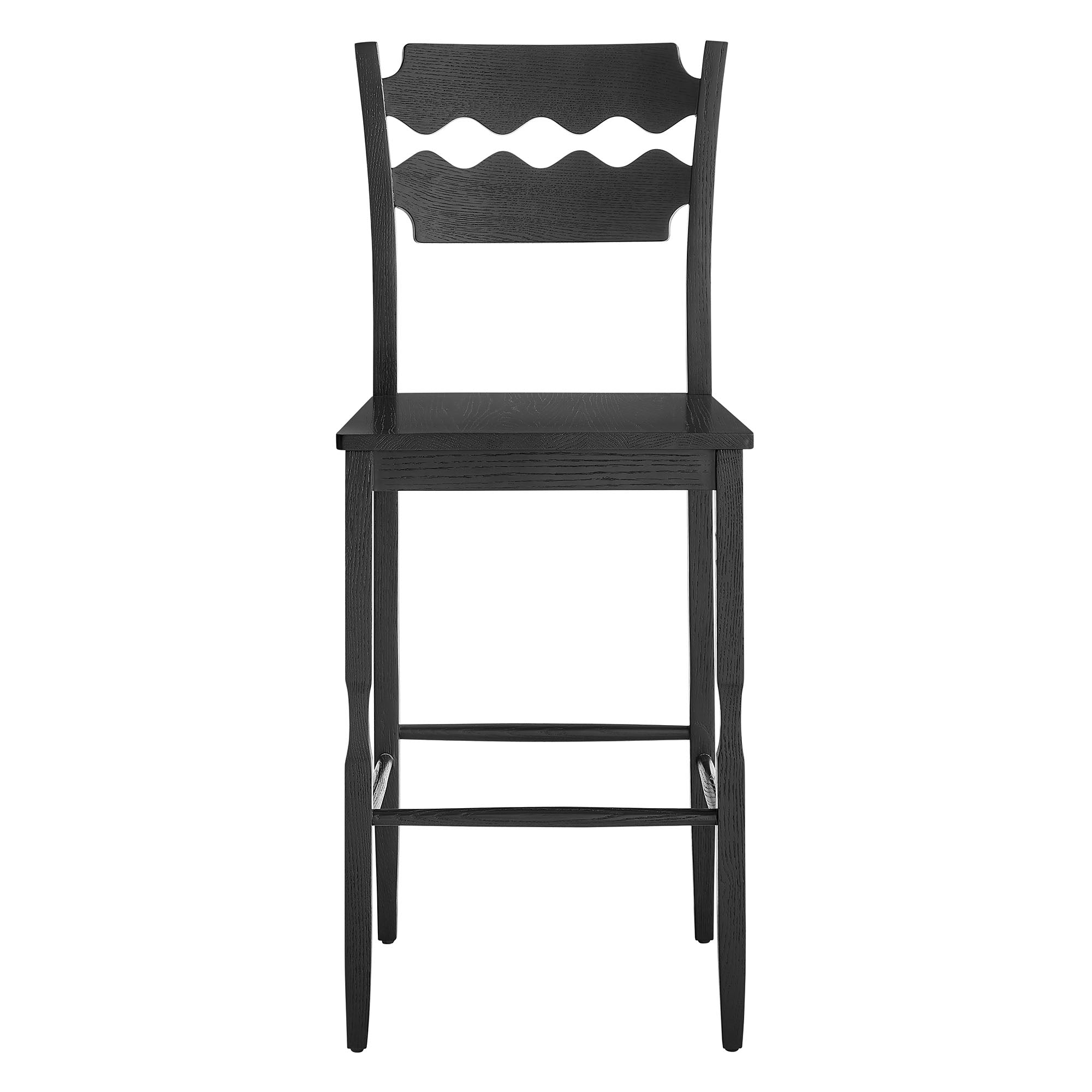 Modway Jax Oak Wood Bar Stool With Wavy Razor Back