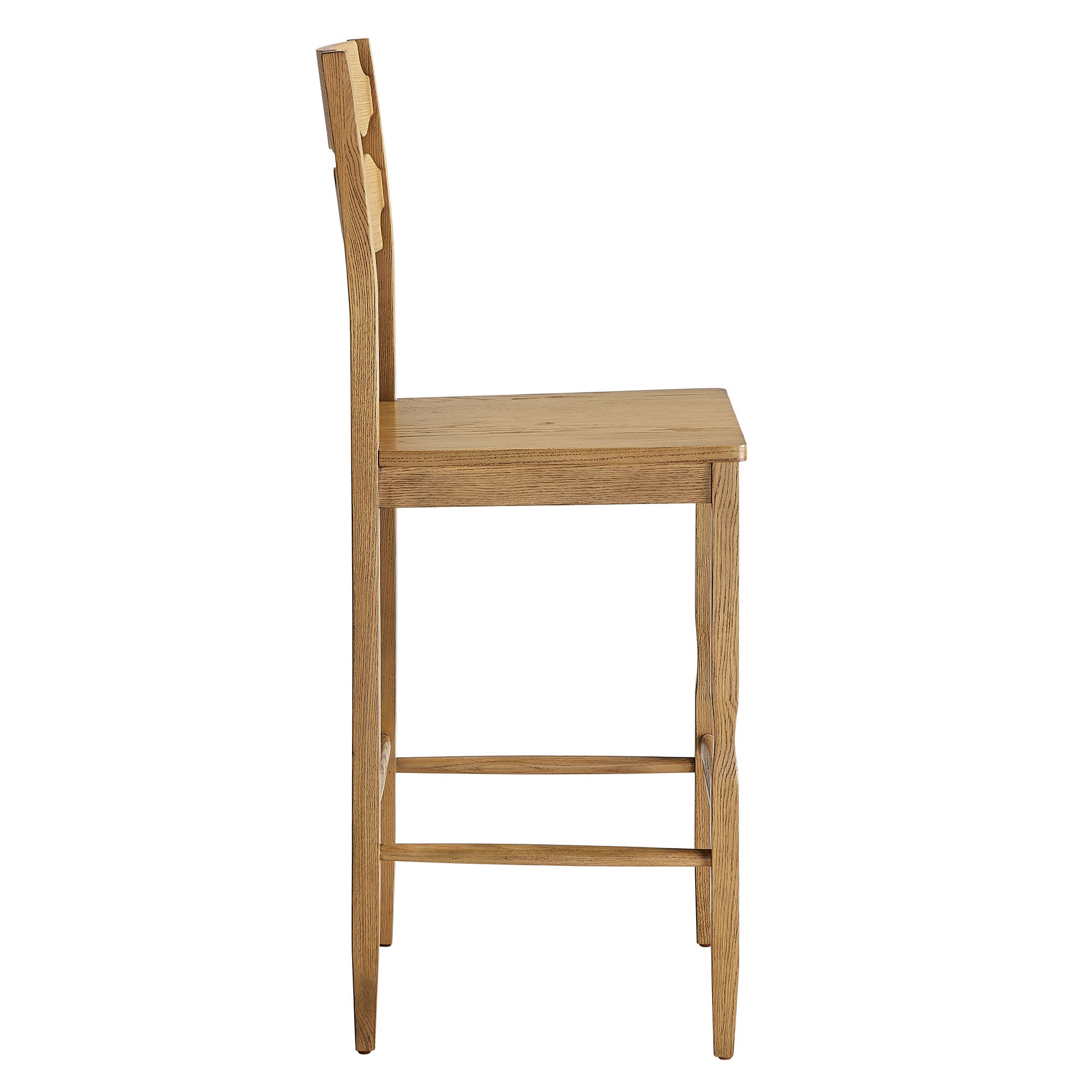Modway Jax Oak Wood Bar Stool With Wavy Razor Back