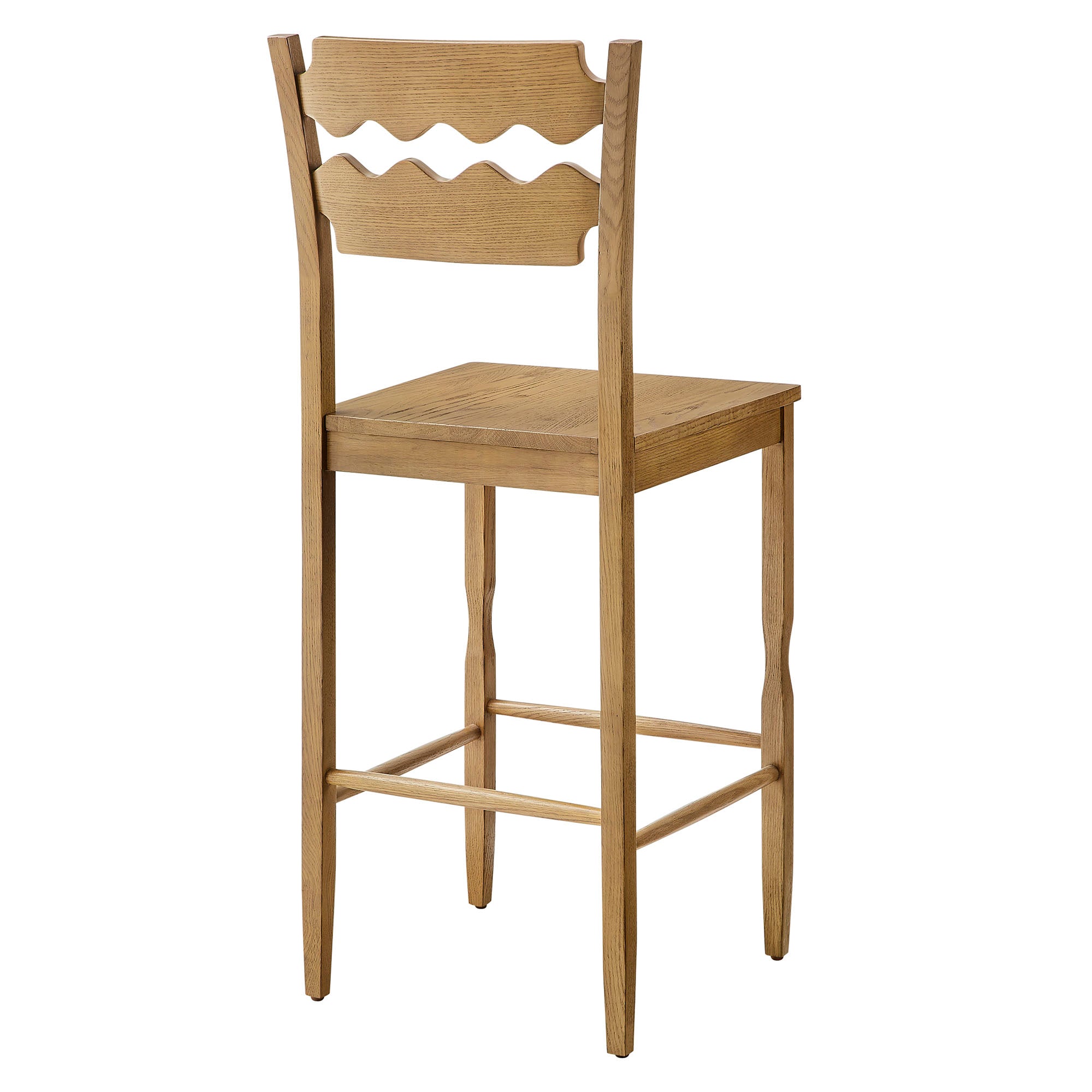 Modway Jax Oak Wood Bar Stool With Wavy Razor Back