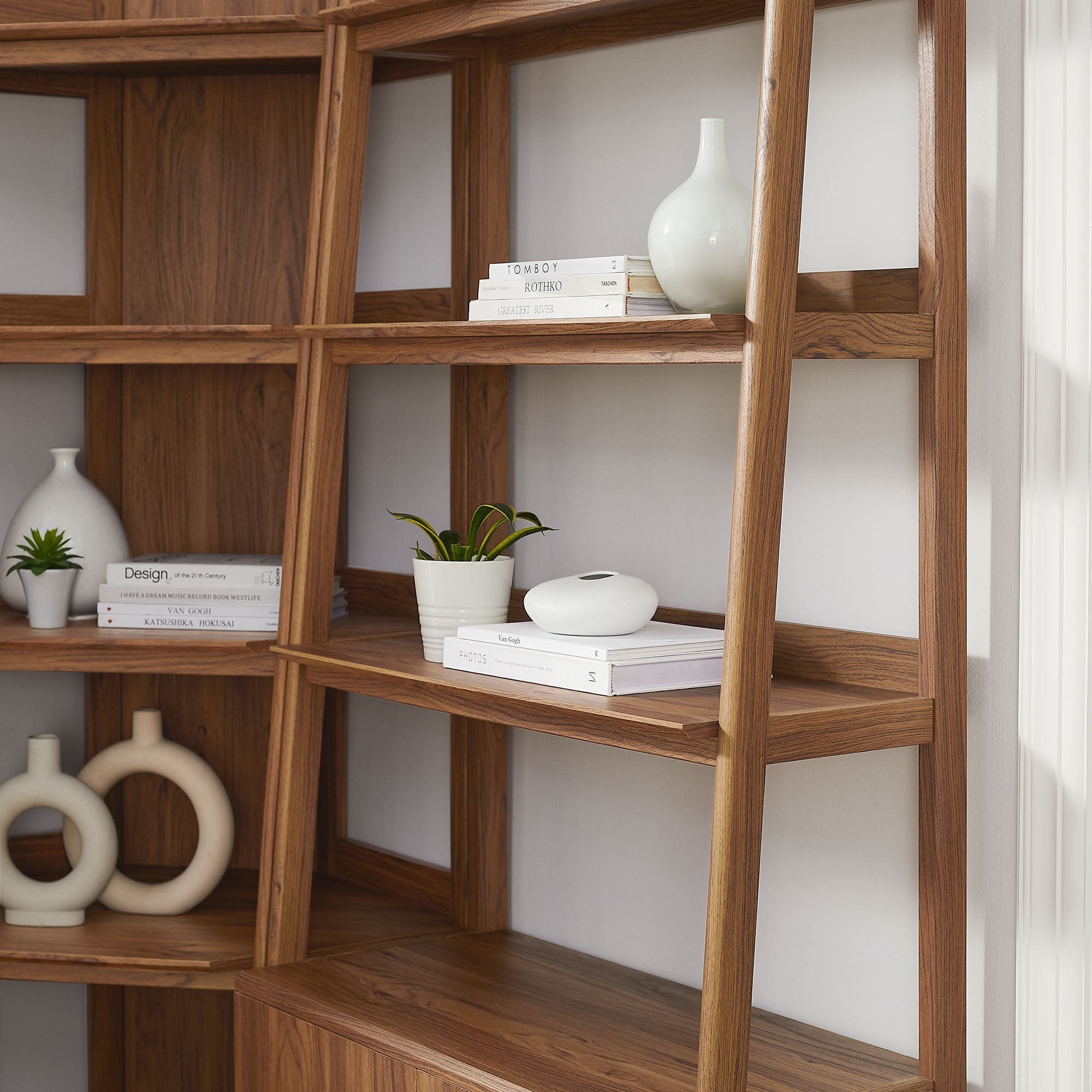 Modway EEI-7511 Bixby 3 Piece Corner Bookshelf Set With Wide and Narrow Bookshelves