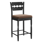Modway Jax Oak Wood Counter Stool With Wavy Razor Back and Cushion