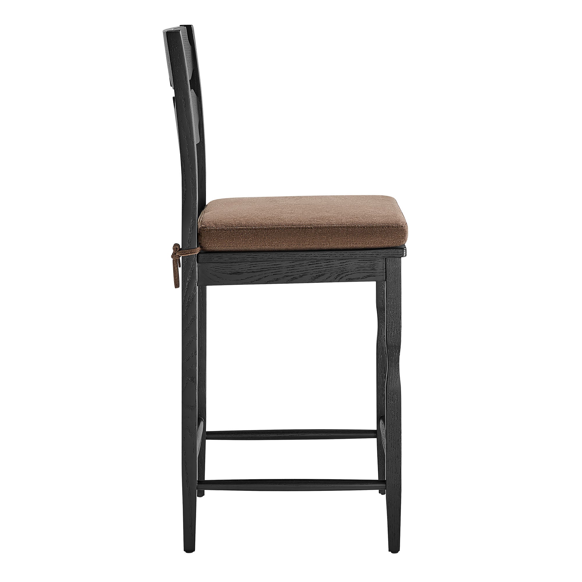 Modway EEI-7518 Jax Oak Wood Counter Stool With Wavy Razor Back and Cushion