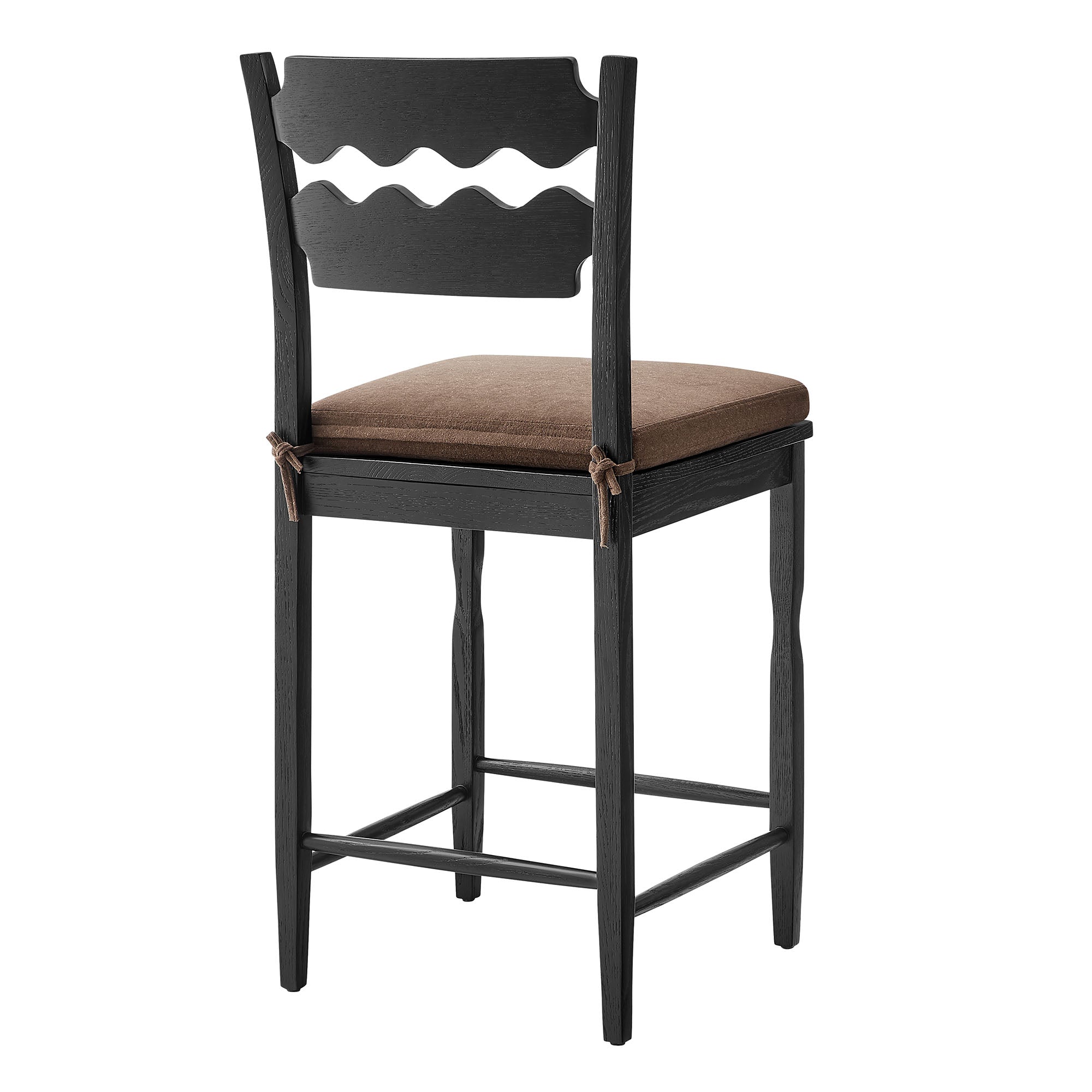 Modway Jax Oak Wood Counter Stool With Wavy Razor Back and Cushion