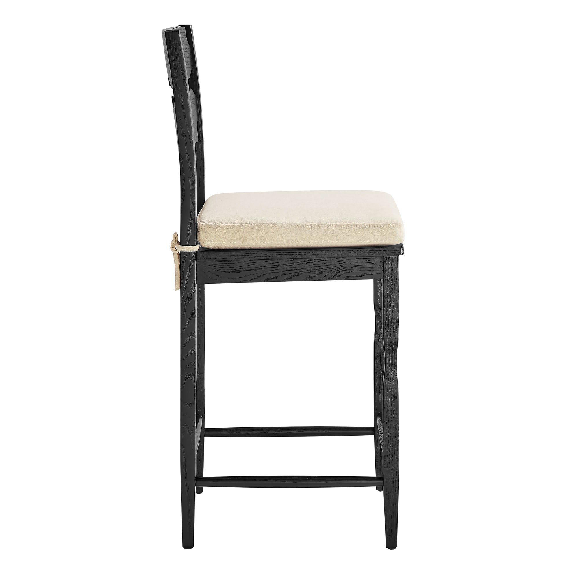 Modway Jax Oak Wood Counter Stool With Wavy Razor Back and Cushion