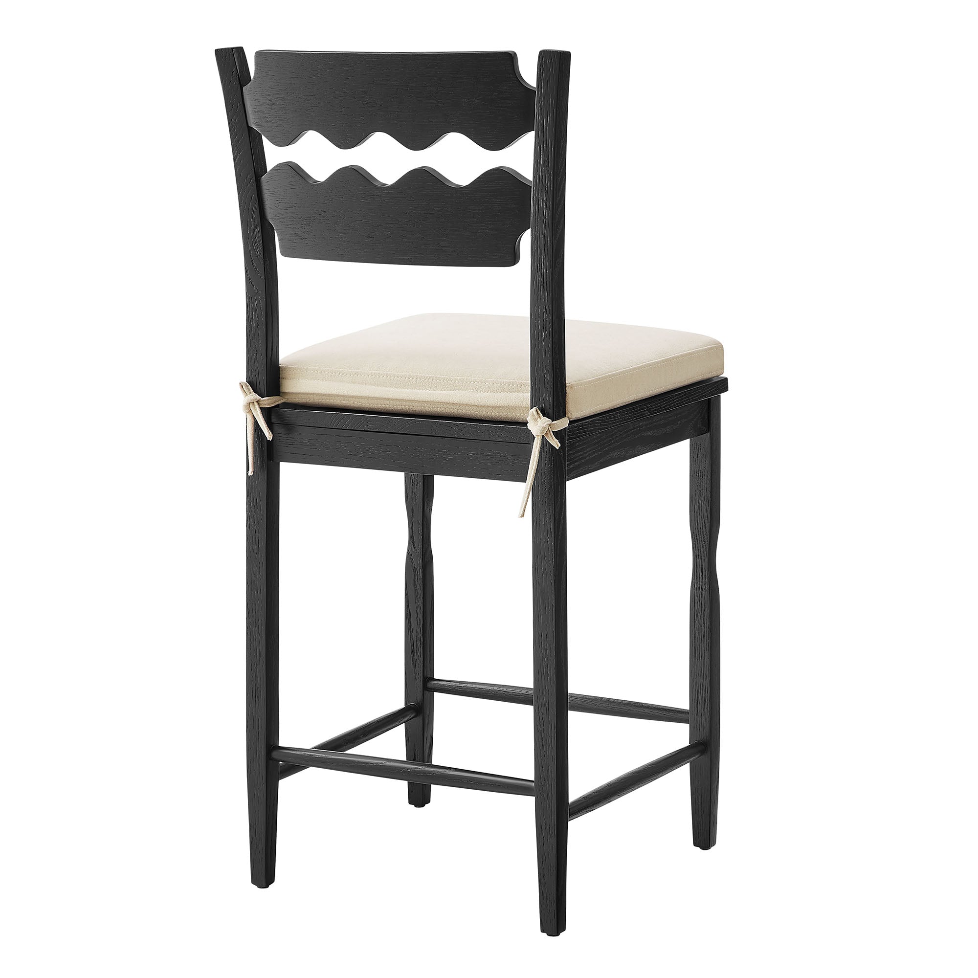 Modway Jax Oak Wood Counter Stool With Wavy Razor Back and Cushion