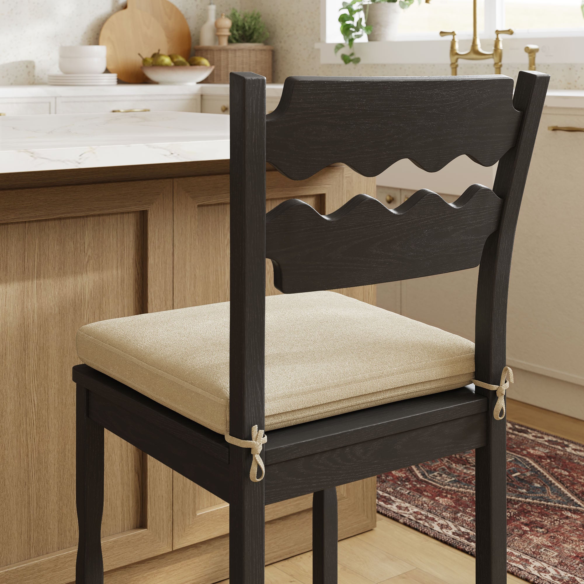 Modway Jax Oak Wood Counter Stool With Wavy Razor Back and Cushion