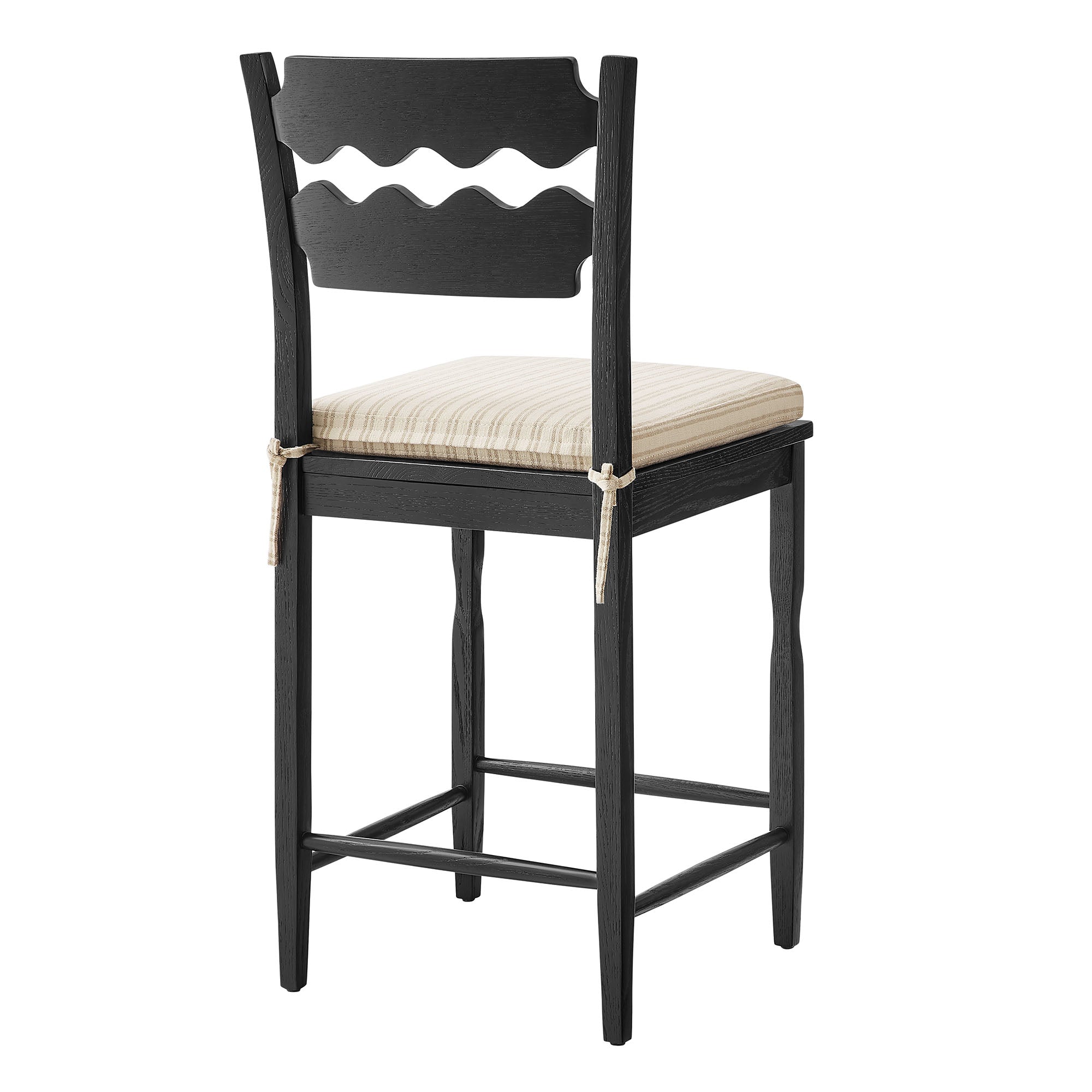 Modway Jax Oak Wood Counter Stool With Wavy Razor Back and Cushion