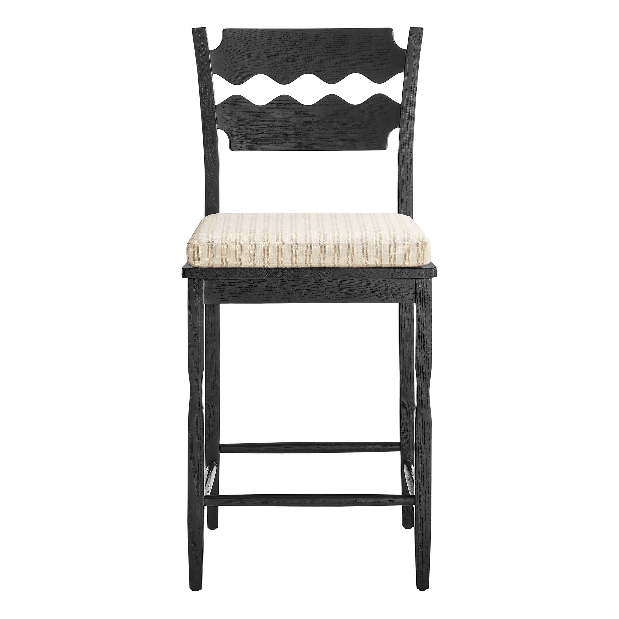 Modway EEI-7518 Jax Oak Wood Counter Stool With Wavy Razor Back and Cushion