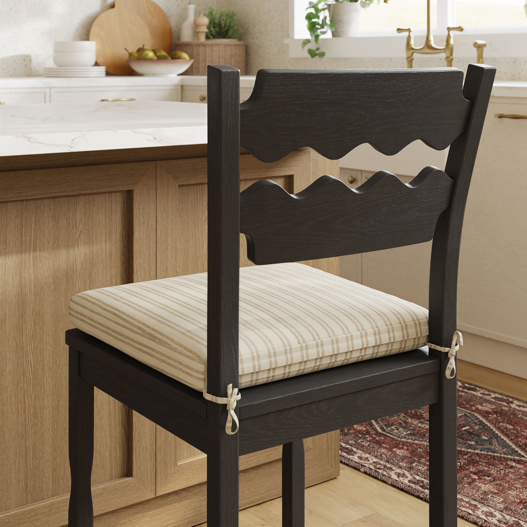 Modway Jax Oak Wood Counter Stool With Wavy Razor Back and Cushion