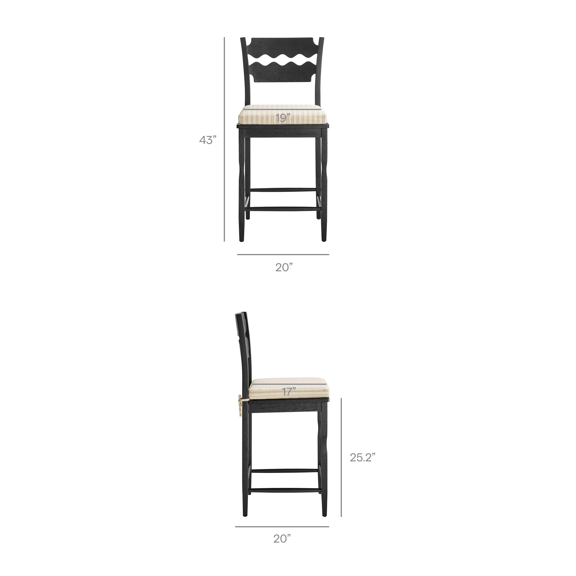 Modway Jax Oak Wood Counter Stool With Wavy Razor Back and Cushion
