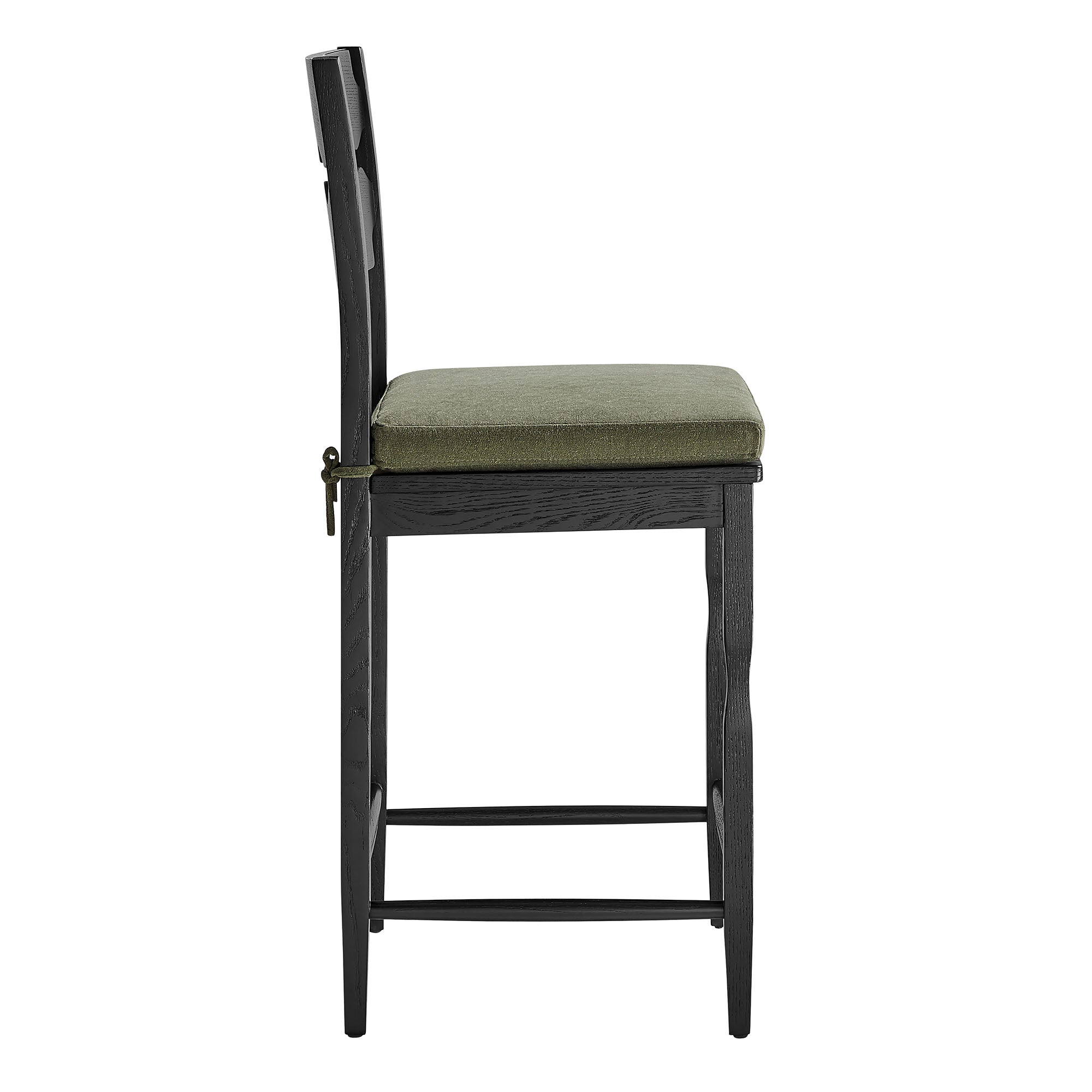 Modway EEI-7518 Jax Oak Wood Counter Stool With Wavy Razor Back and Cushion