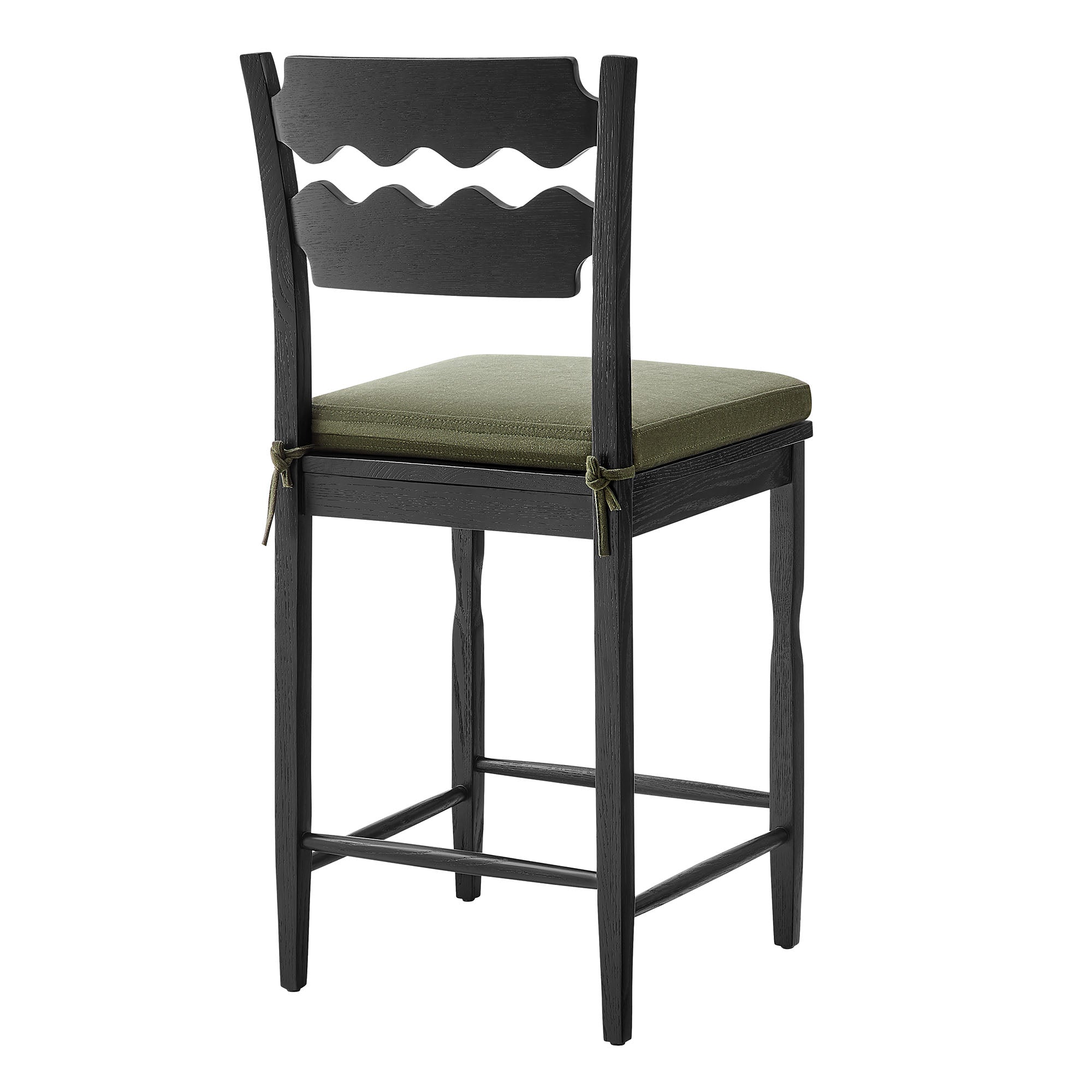 Modway Jax Oak Wood Counter Stool With Wavy Razor Back and Cushion