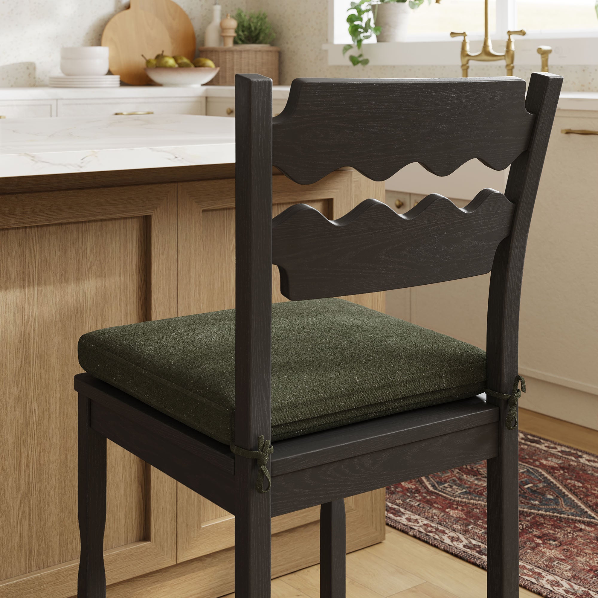 Modway EEI-7518 Jax Oak Wood Counter Stool With Wavy Razor Back and Cushion