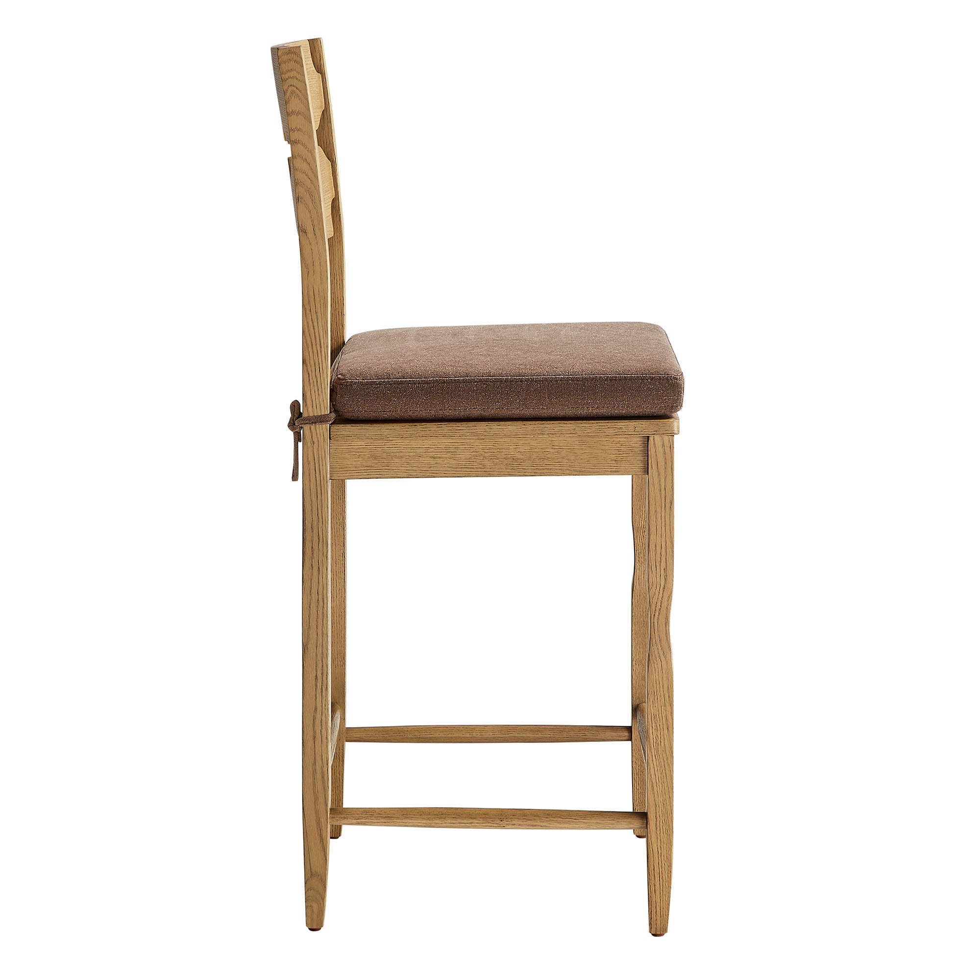 Modway Jax Oak Wood Counter Stool With Wavy Razor Back and Cushion