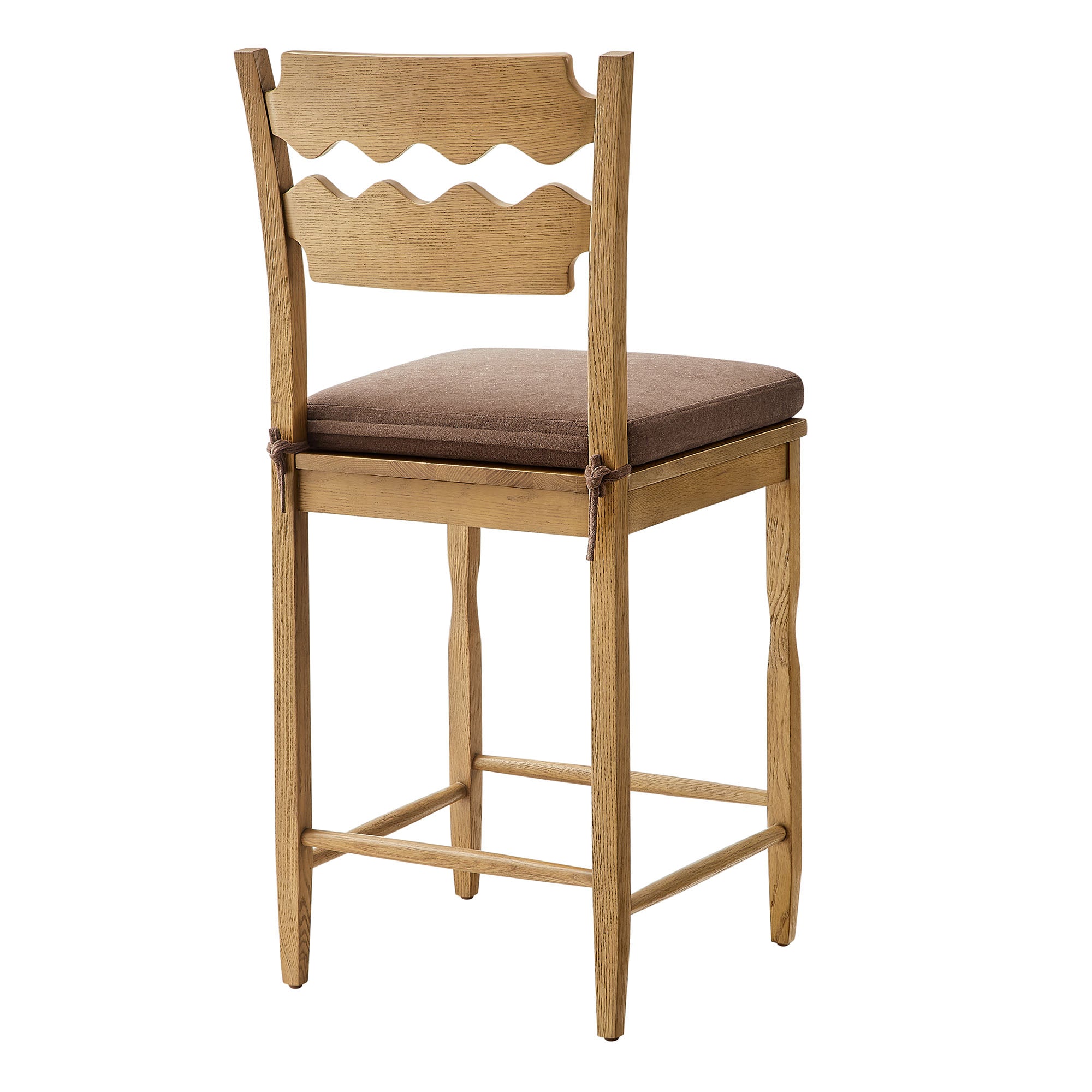 Modway Jax Oak Wood Counter Stool With Wavy Razor Back and Cushion