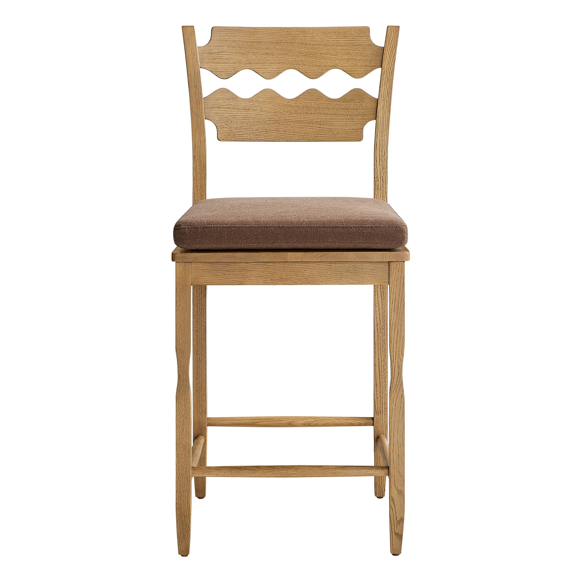 Modway EEI-7518 Jax Oak Wood Counter Stool With Wavy Razor Back and Cushion