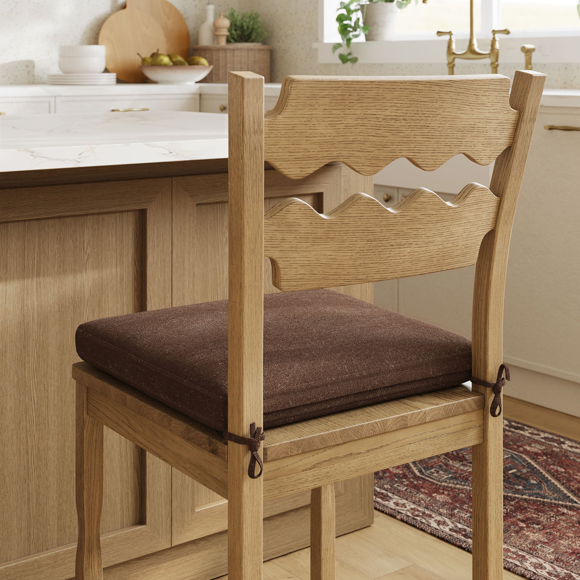 Modway EEI-7518 Jax Oak Wood Counter Stool With Wavy Razor Back and Cushion