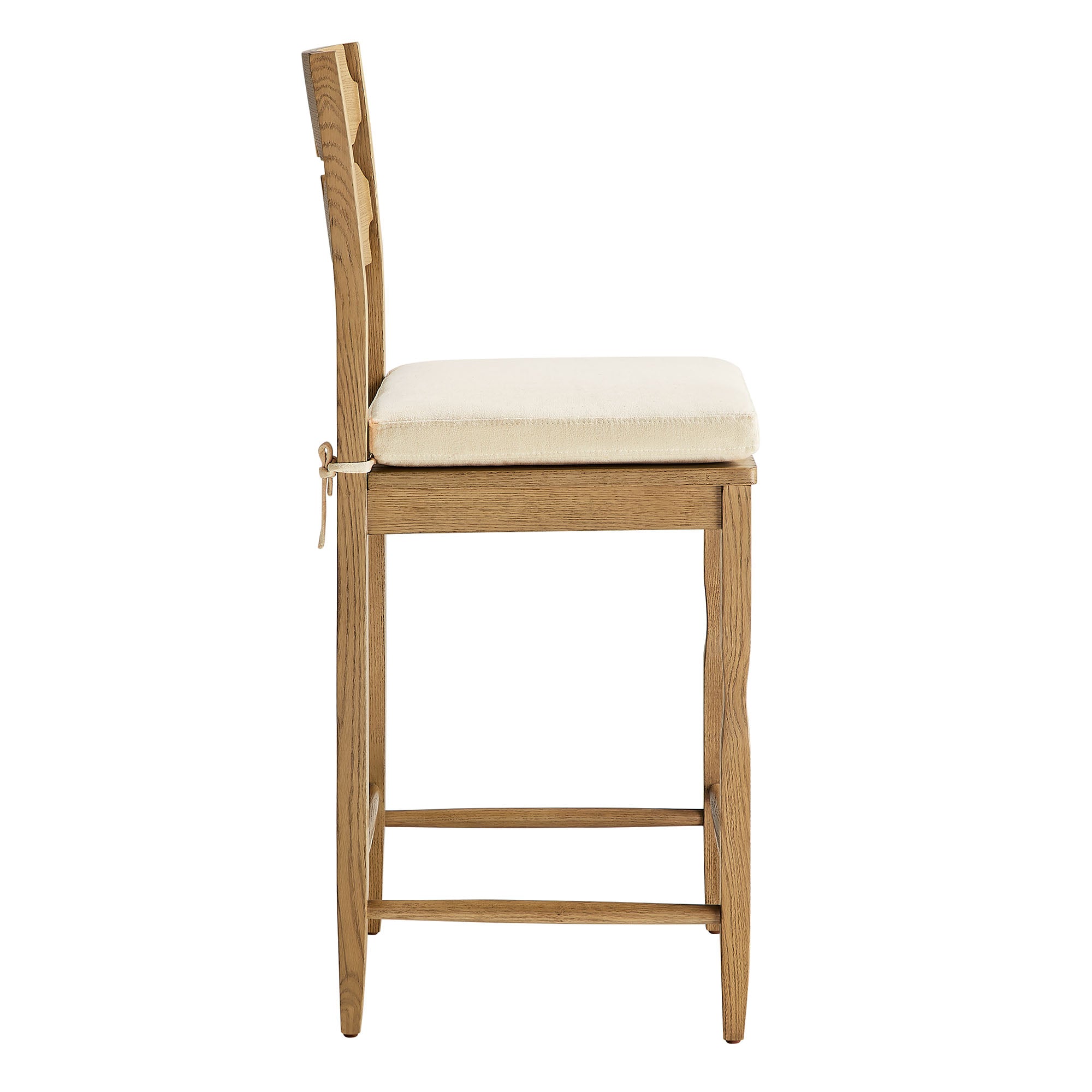 Modway Jax Oak Wood Counter Stool With Wavy Razor Back and Cushion