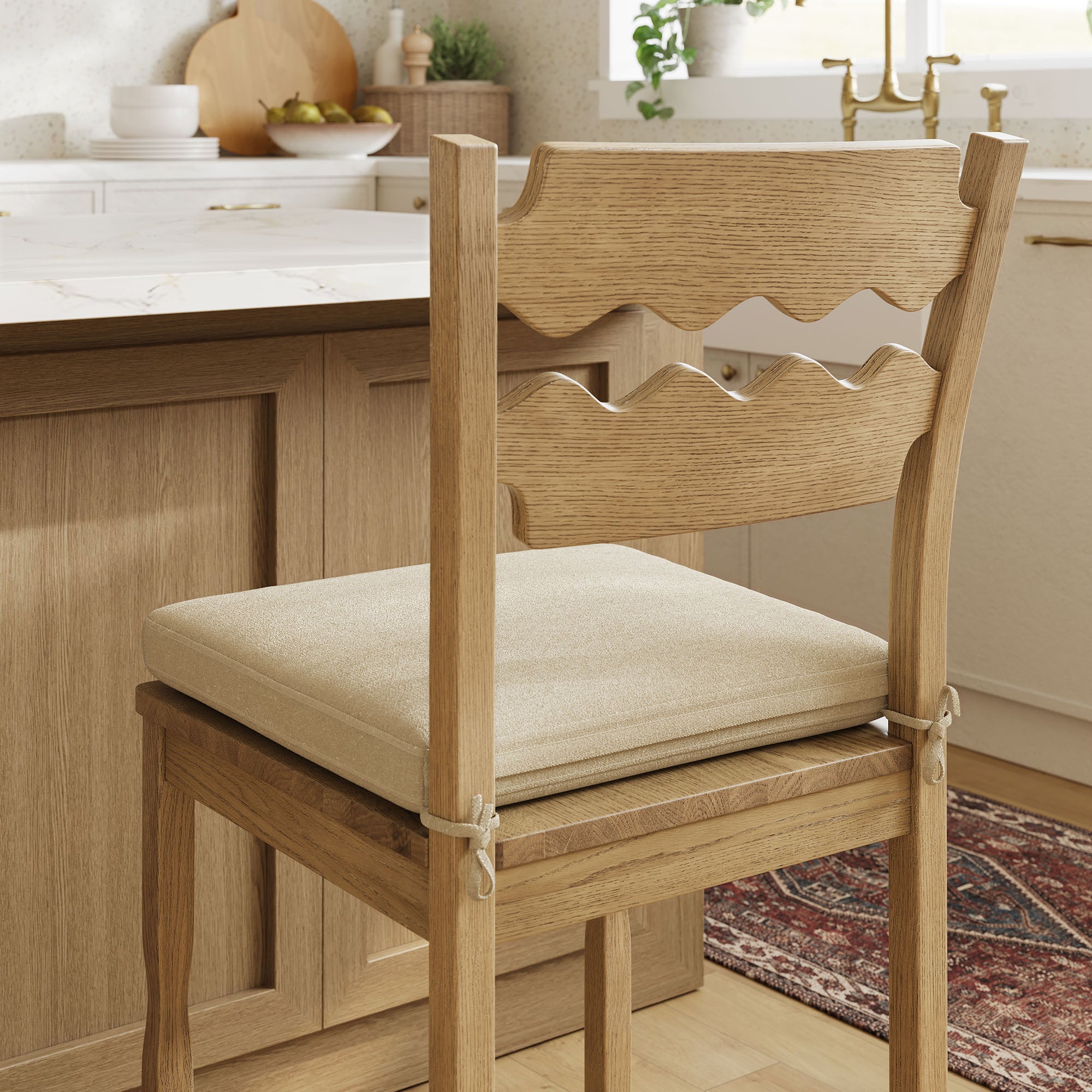 Modway Jax Oak Wood Counter Stool With Wavy Razor Back and Cushion
