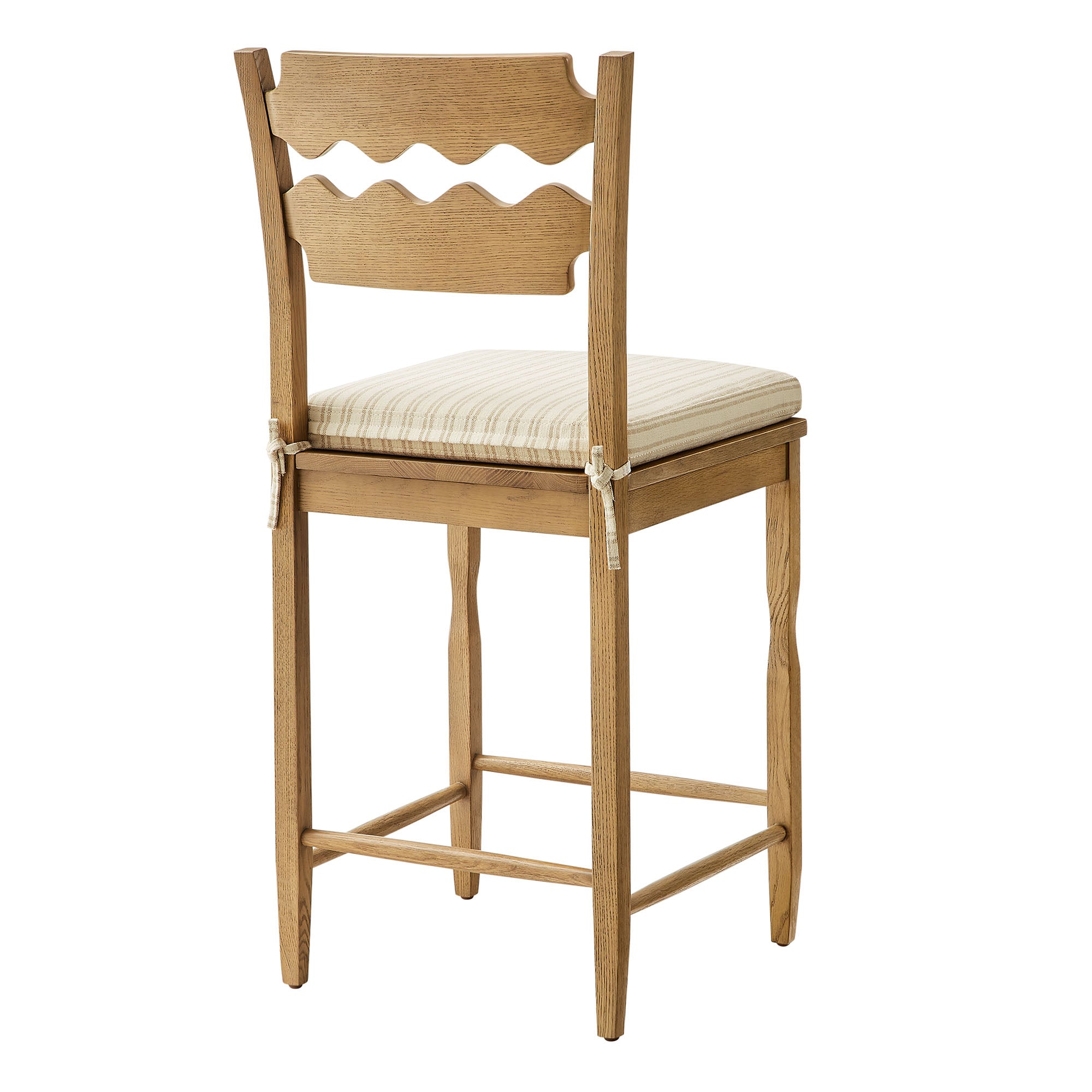 Modway Jax Oak Wood Counter Stool With Wavy Razor Back and Cushion