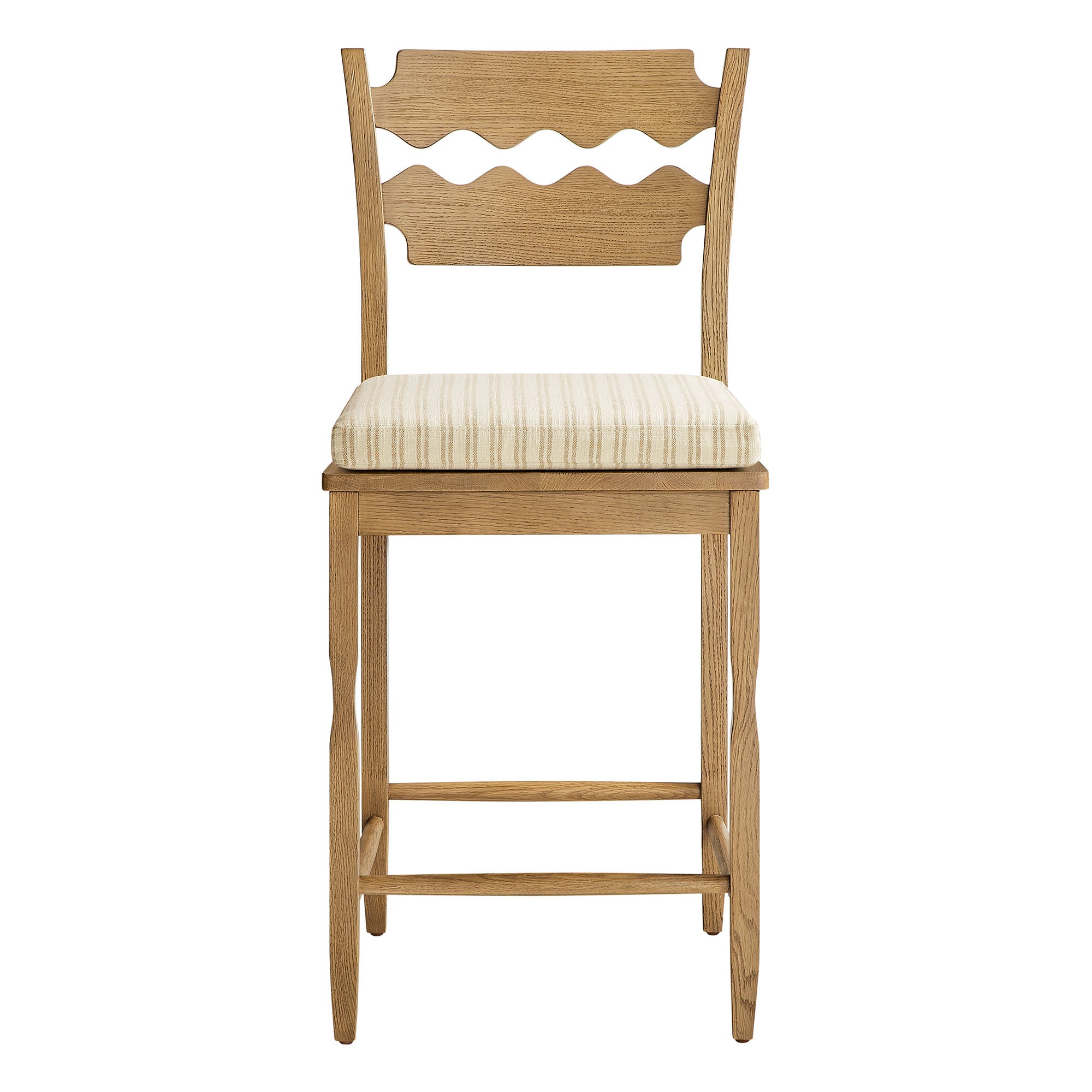 Modway Jax Oak Wood Counter Stool With Wavy Razor Back and Cushion