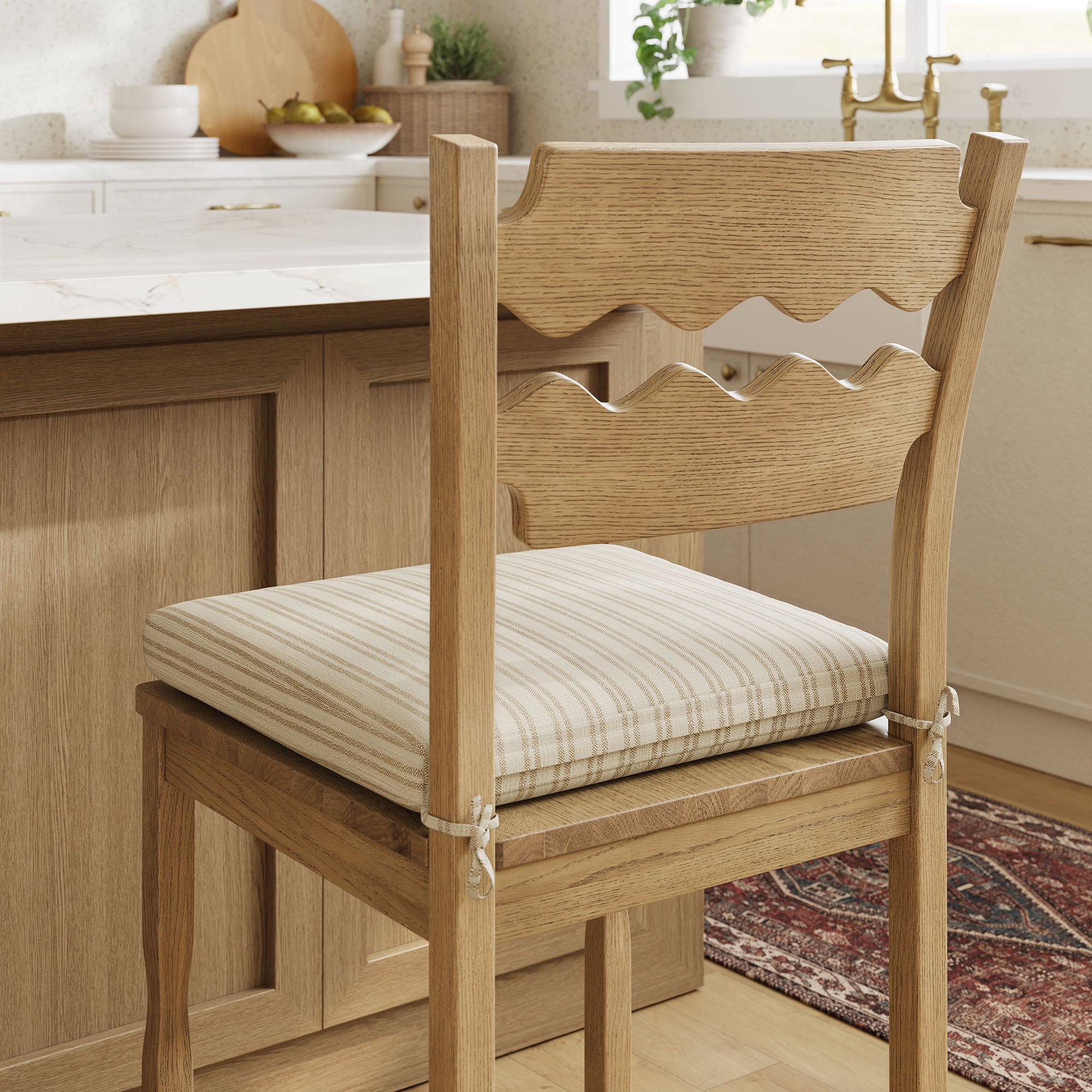 Modway Jax Oak Wood Counter Stool With Wavy Razor Back and Cushion