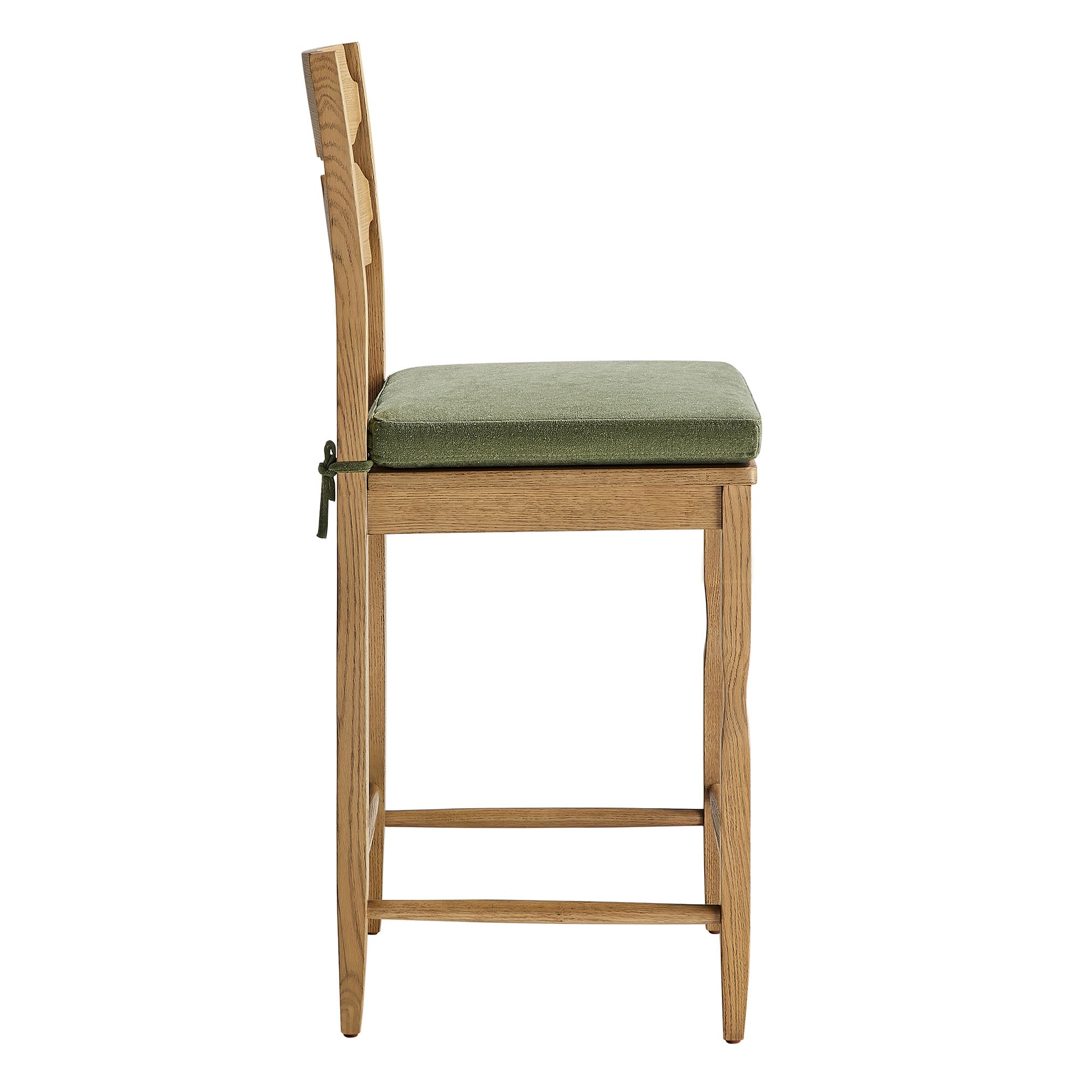Modway EEI-7518 Jax Oak Wood Counter Stool With Wavy Razor Back and Cushion