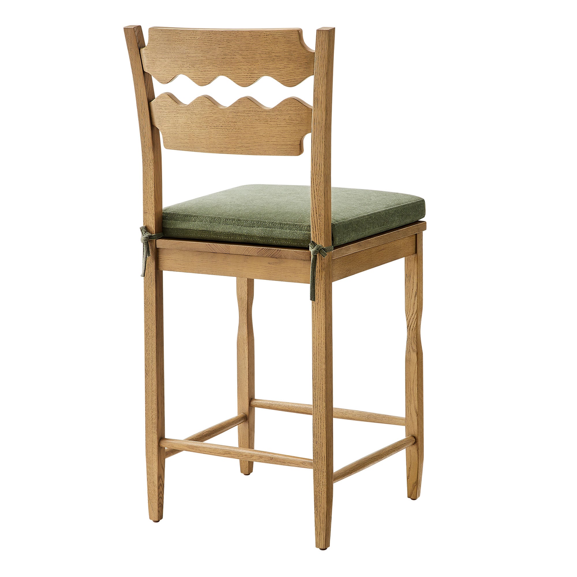 Modway Jax Oak Wood Counter Stool With Wavy Razor Back and Cushion