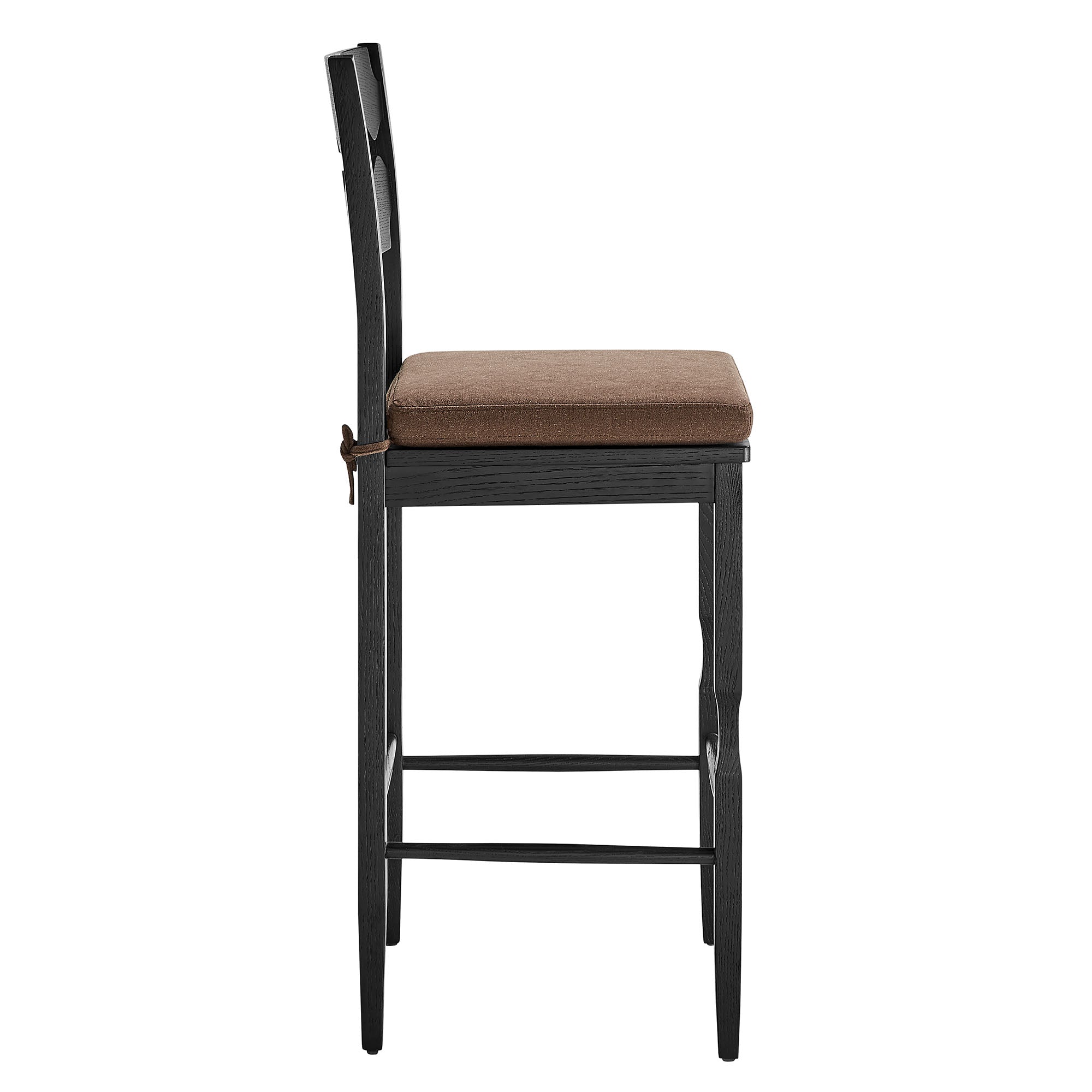 Modway Jax Oak Wood Bar Stool With Wavy Razor Back and Cushion