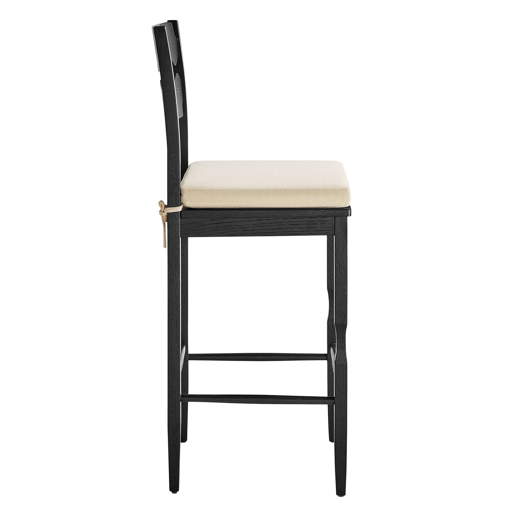 Modway Jax Oak Wood Bar Stool With Wavy Razor Back and Cushion